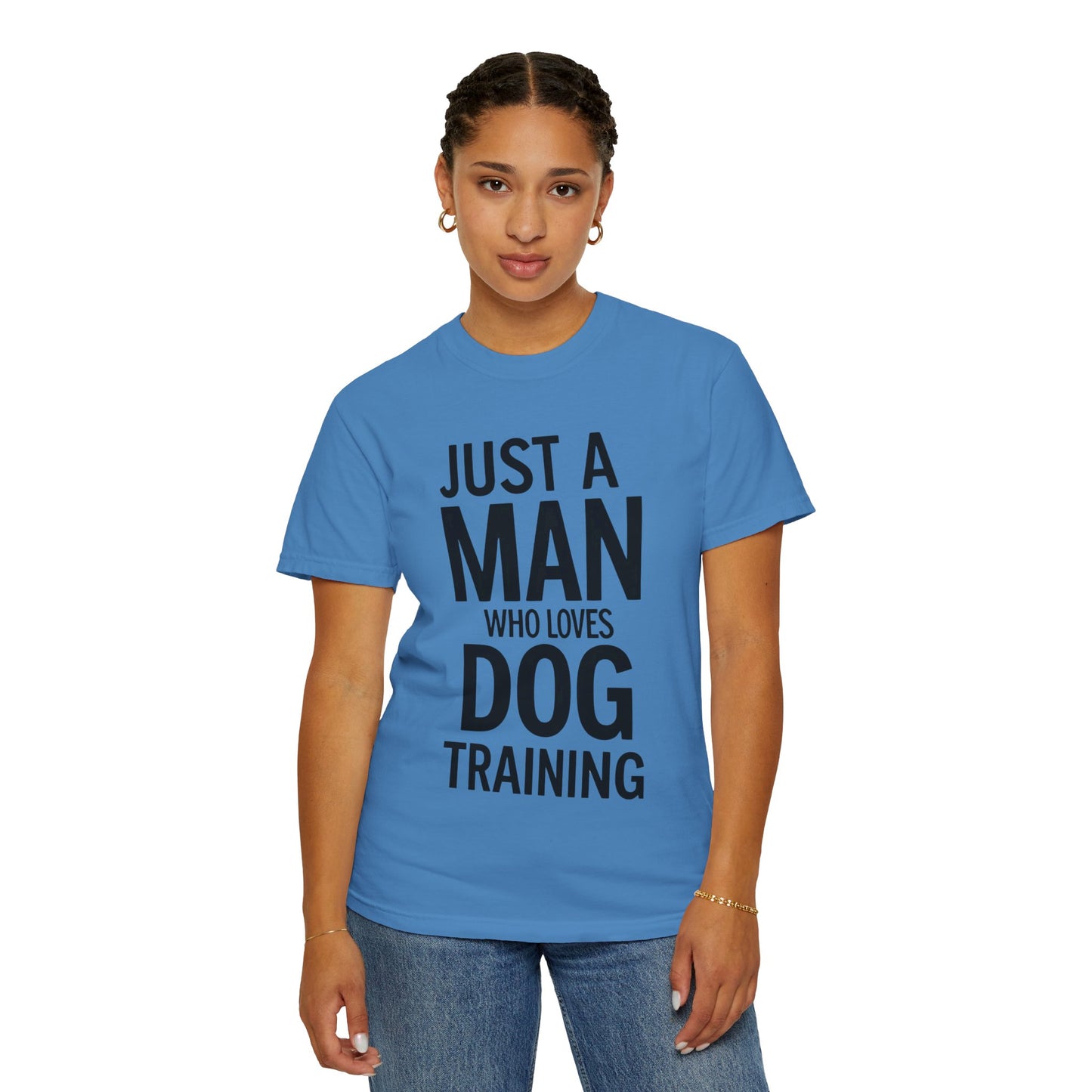 Dog Training Enthusiast T-Shirt - Just a Man Who Loves Dog Training, Pet Lover Gift, Casual Comfort Wear, Dog Owner Apparel, Gift for Dog Lovers