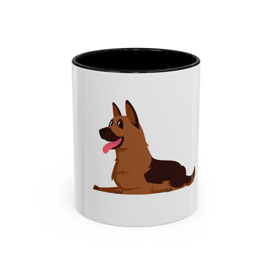 Accent Coffee Dog Lover Mug With a Cartoon of Cute German Shepherd