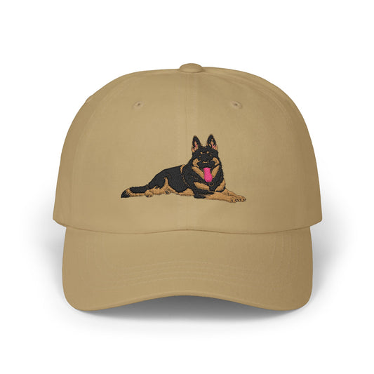Classic Dad Cap Featuring a Giant Old Fashioned Working Line German Shepherd Embroidered Design