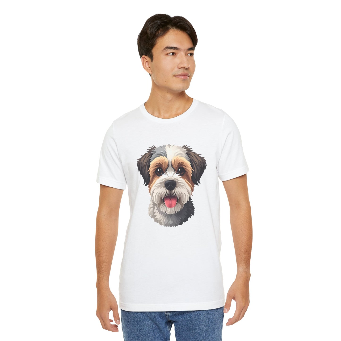 Unisex Dog Lover T-Shirt Featuring a 3D Design of Cute Fluffy Bichon Frise Mix | Gift for Dog Owners