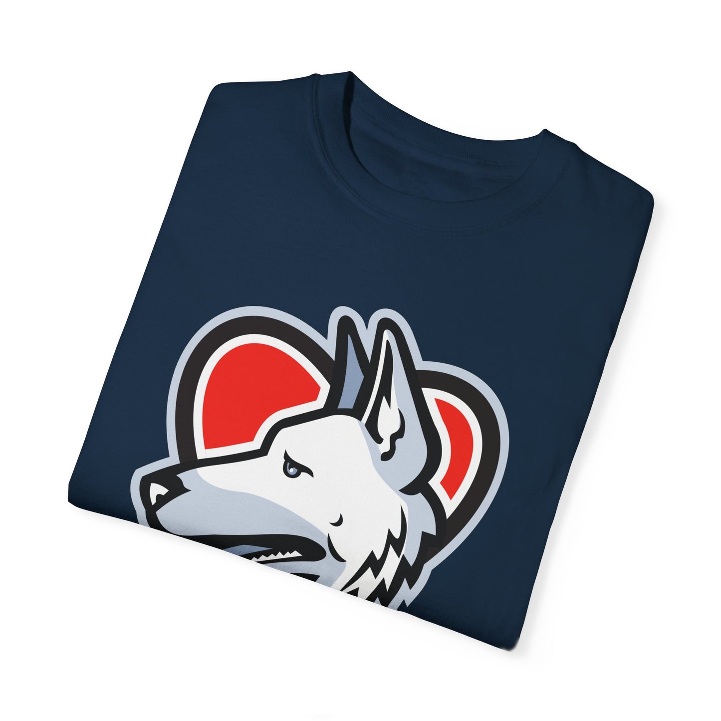 Unisex Dog Lover T-Shirt With a Close Up Graphic of German Shepherd Placed Inside Red Heart
