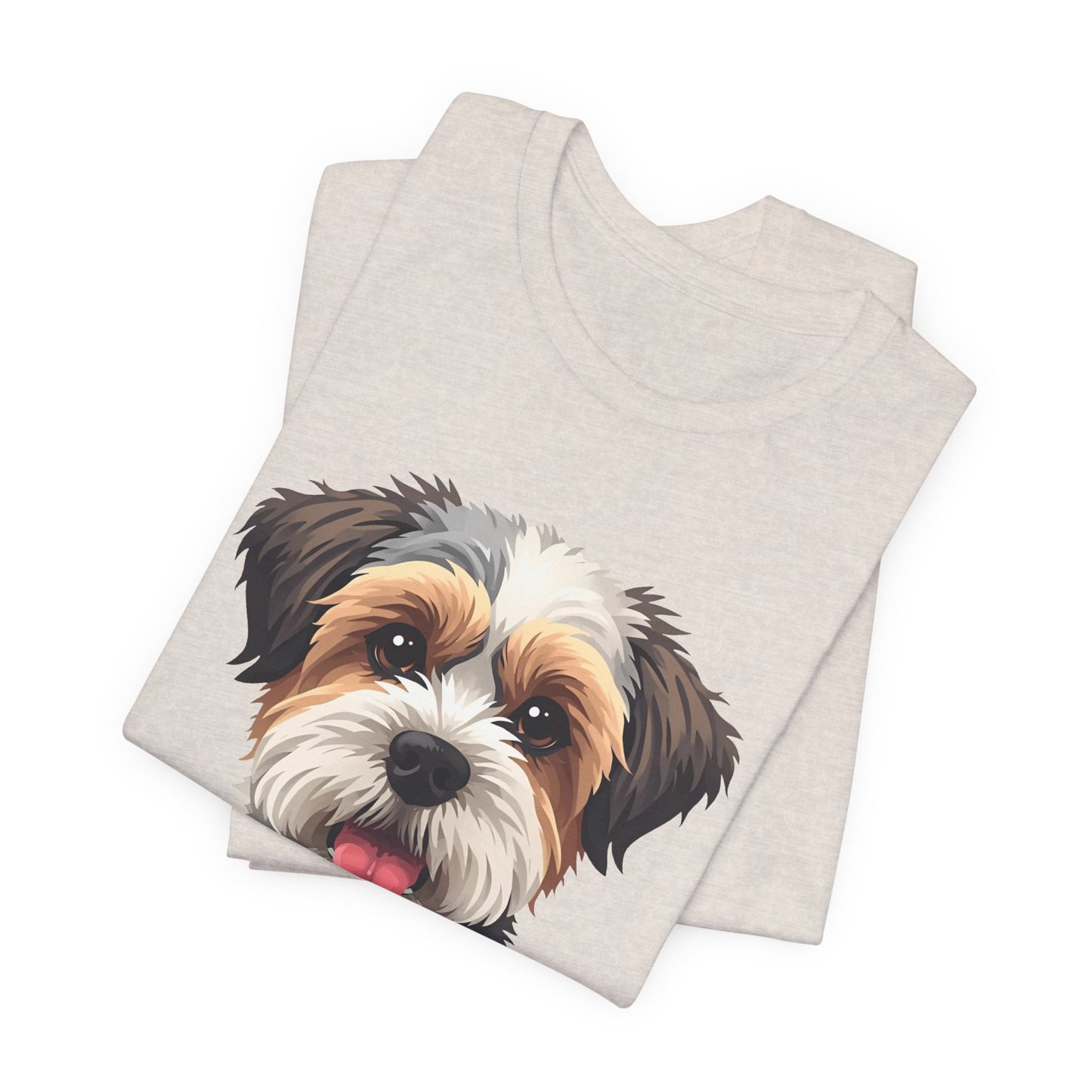 Unisex Dog Lover T-Shirt Featuring a 3D Design of Cute Fluffy Bichon Frise Mix | Gift for Dog Owners