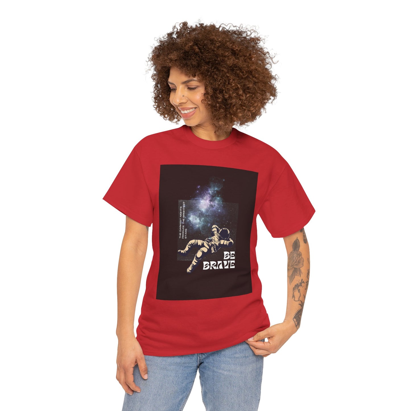 Be Brave Tee, Inspirational T-Shirt, Unisex Cotton Top, Space Graphic Shirt, Motivational Gift, Everyday Wear
