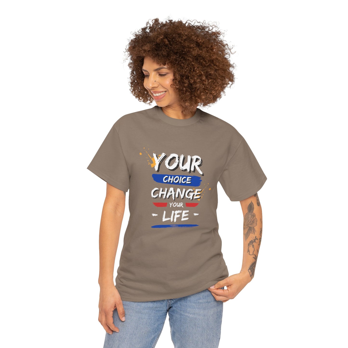 Inspirational Quote Unisex Heavy Cotton Tee - "Your Choice Change For Life", Motivational Shirt, Casual Wear, Gift Idea, Everyday Comfort