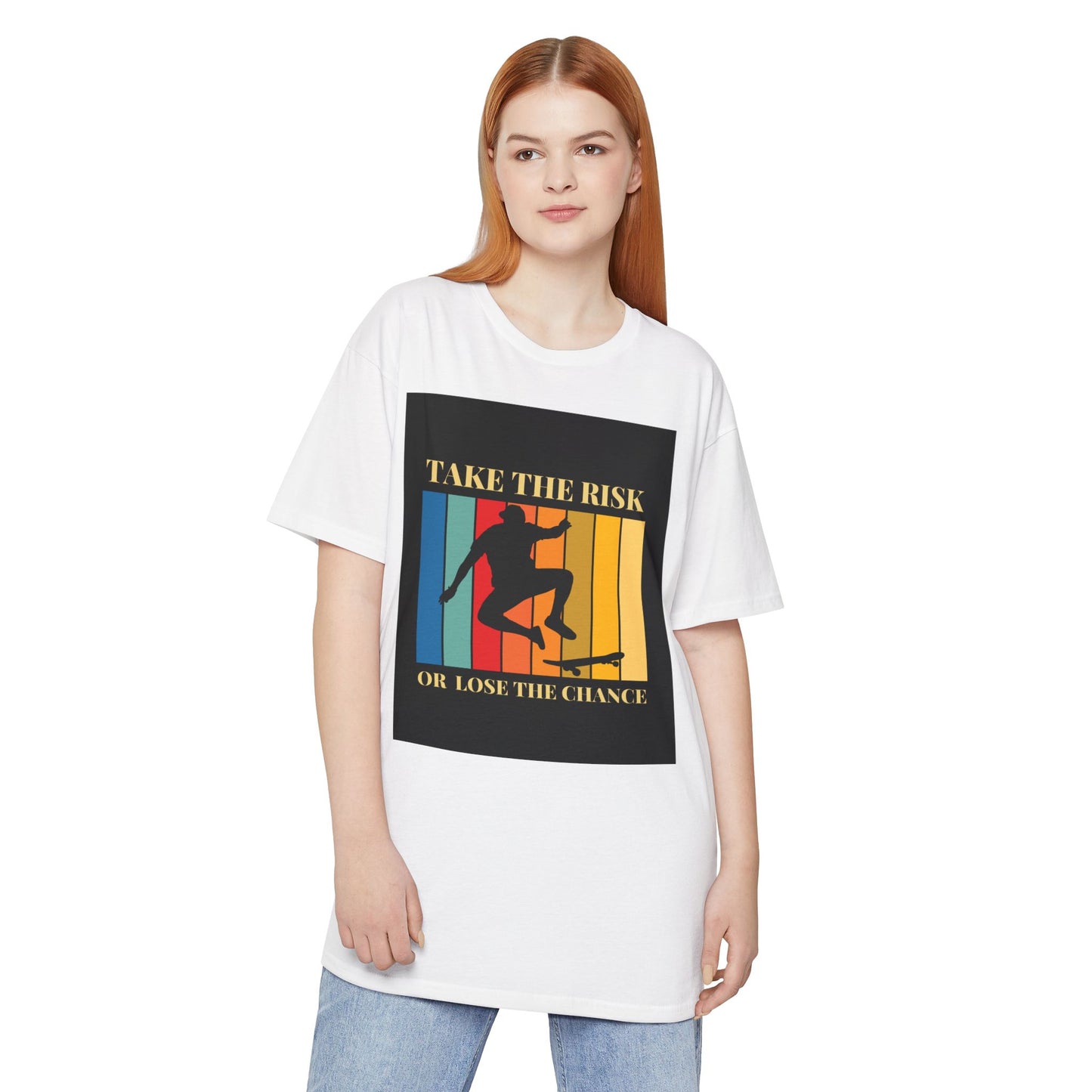 Take the Risk Urban Tee - Inspirational Skate T-Shirt, Street Style Shirt, Unisex Graphic Tee, Gift for Skaters, Casual Everyday Wear