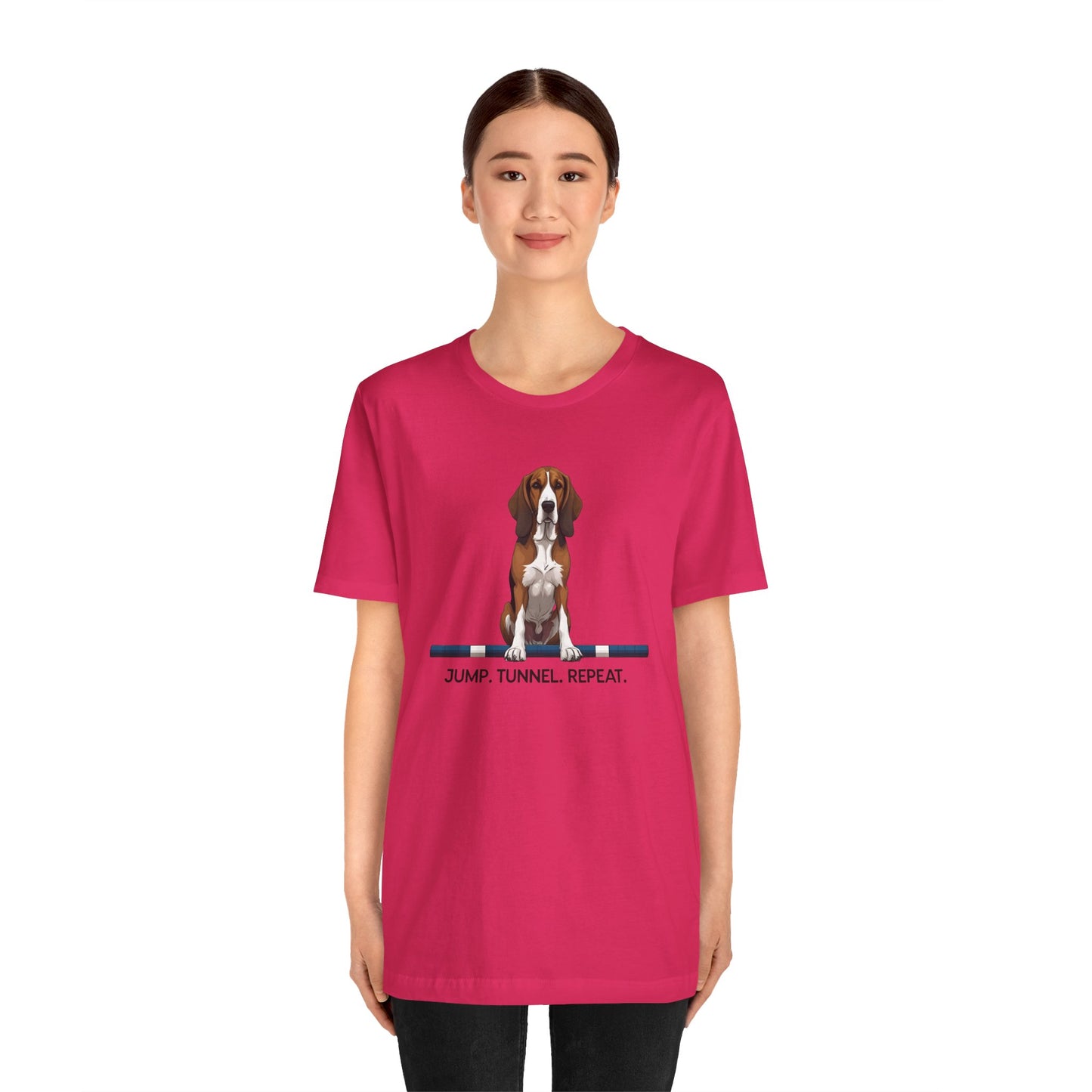 Dog Agility Tee, Fun Pet Lover Shirt, Jump Tunnel Repeat T-Shirt, Dog Enthusiast Apparel, Gift for Dog Owners