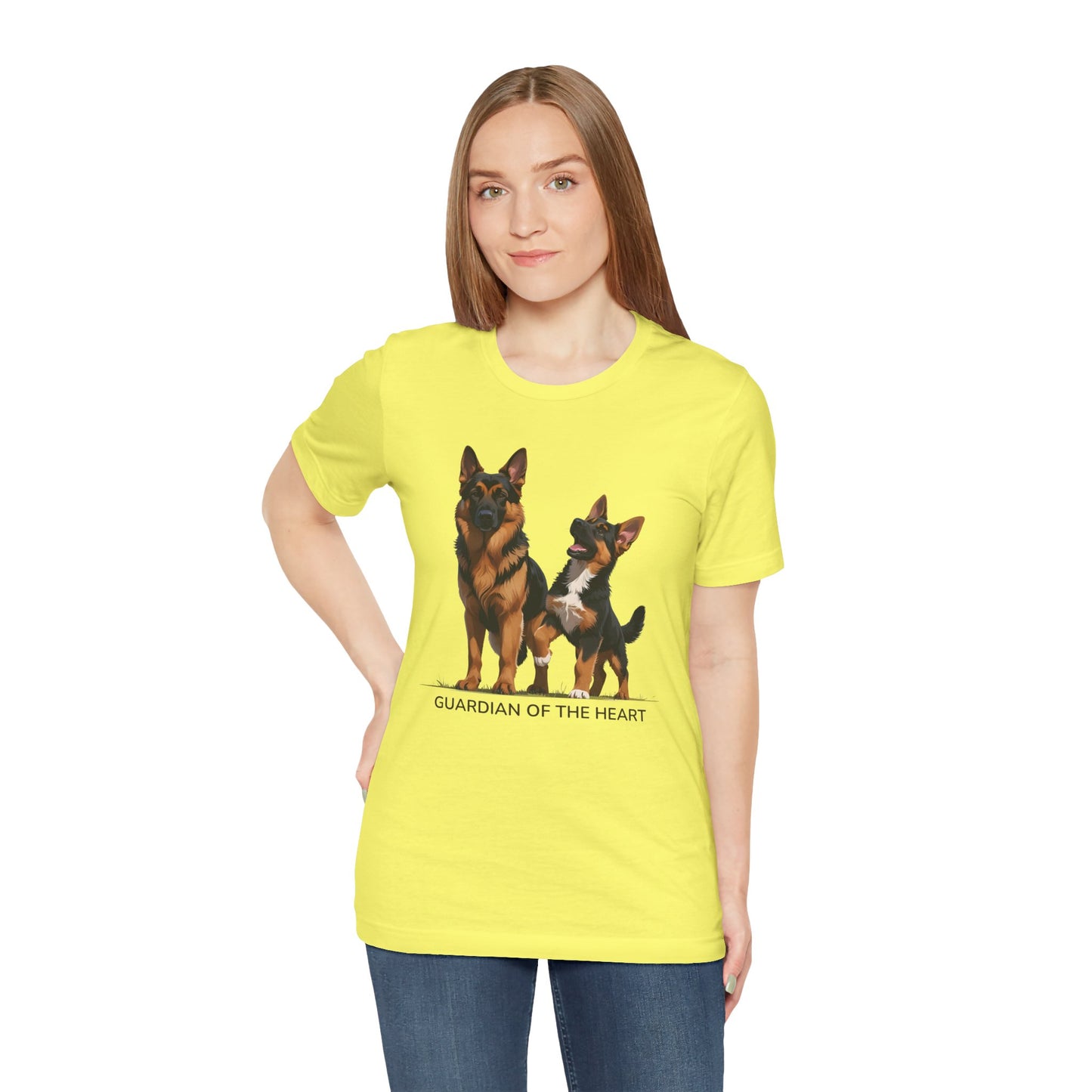 German Shepherd and Puppy Tee - Guardian of the Heart, Gifting for Pet Owners, Cute Graphic Shirt, Perfect for Birthdays, Dog-Themed Apparel