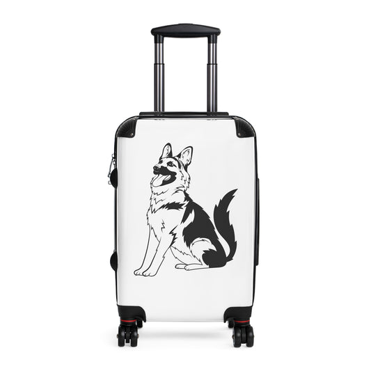 Travel Suitcase with Cool Dog Design - A German Shepherd Sloppily Sitting
