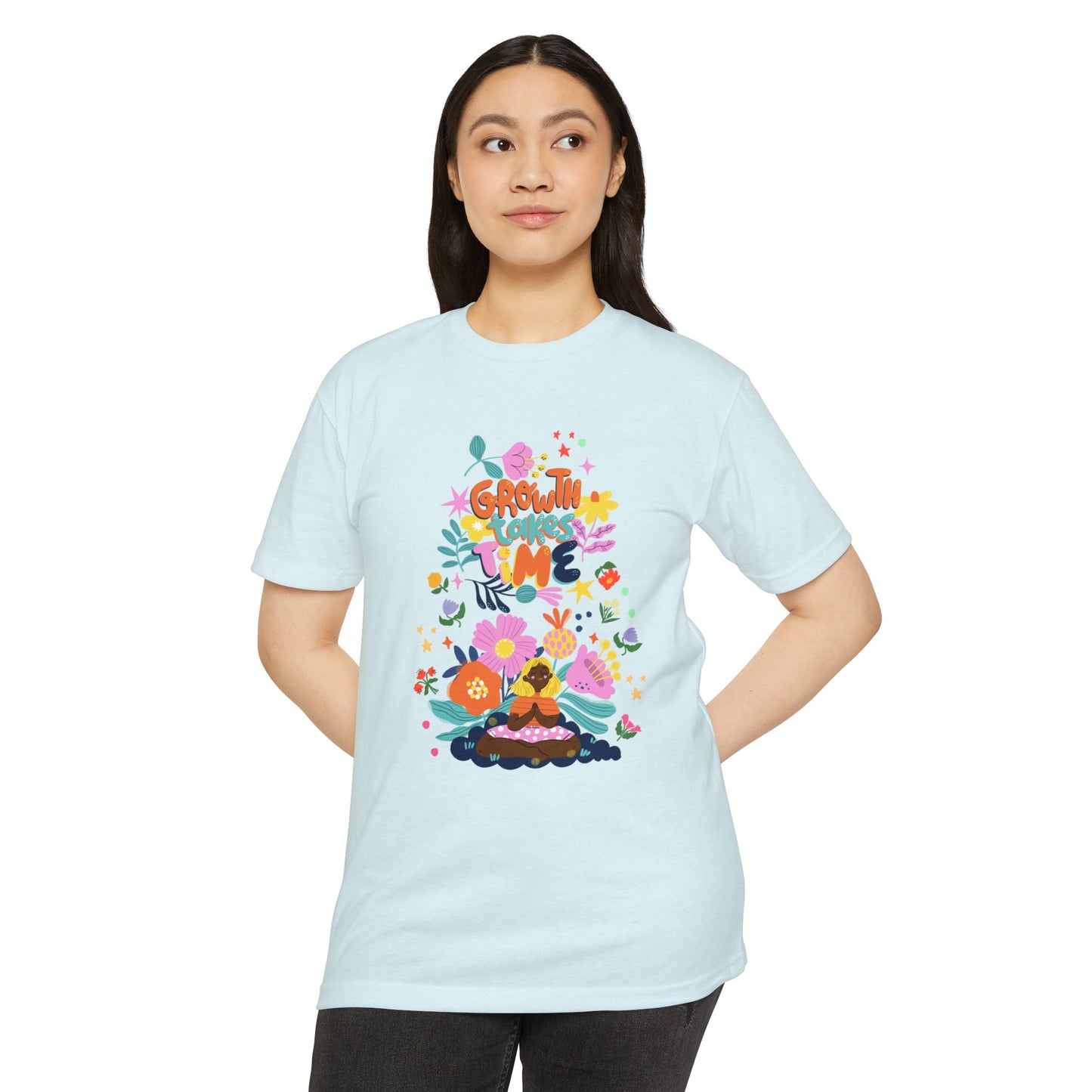 Growth Takes Time Floral Unisex T-Shirt, Spring Tee, Inspirational T-Shirt, Casual Wear, Unique Gift Idea