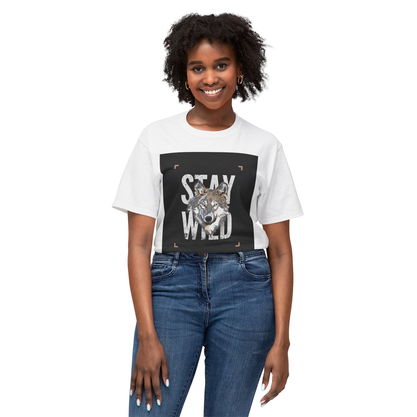 Wild Spirit Cotton T-shirt - Stay Wild Wolf T-Shirt, Nature Lover Gift, Eco-Friendly Fashion, Animal Enthusiast Tee, Adventure Wear