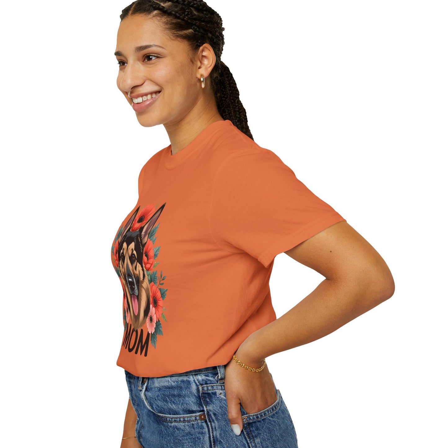 Floral German Shepherd Dog Mom T-Shirt, Perfect Gift for Dog Lovers, Mother’s Day, Birthday, Casual Wear, Comfortable Everyday Tee