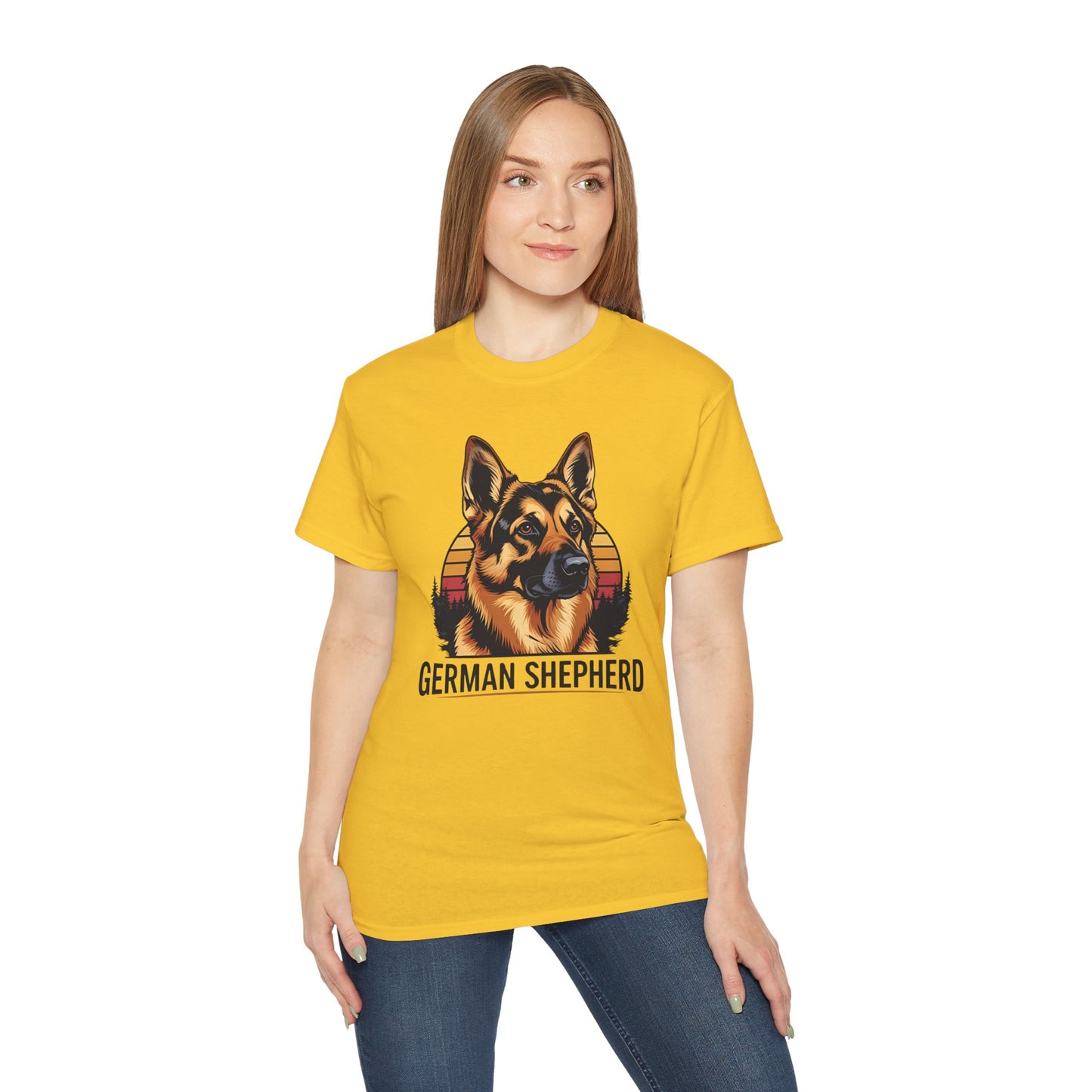 German Shepherd Ultra Cotton Tee, Dog Lover Gift, Retro Design, Pet Owner Shirt, Animal Apparel, Birthday Gift, Casual Wear