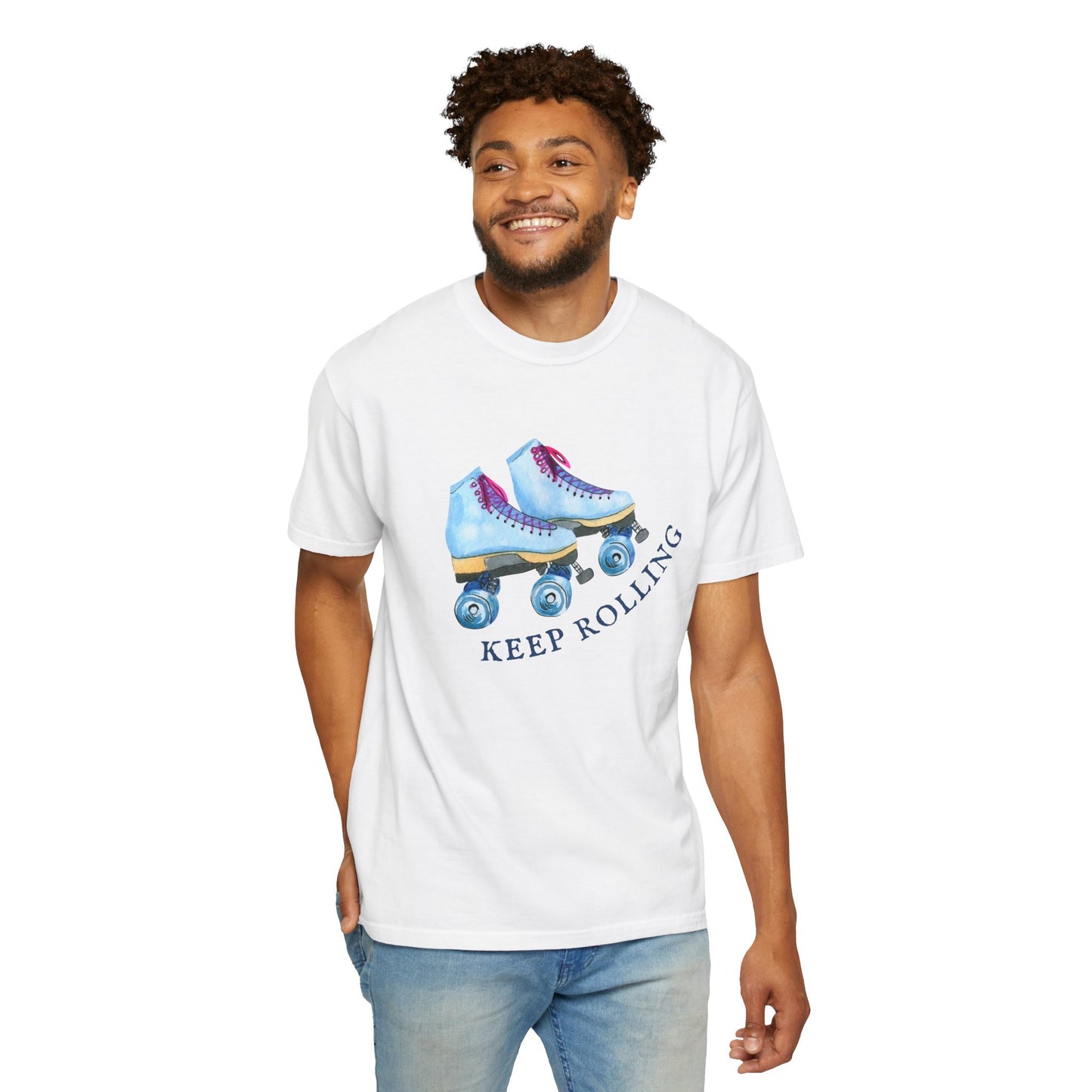 Keep Rolling Retro Roller Skates Tee, Vintage Skate T-shirt, Unisex Garment-Dyed Shirt, Fun Gift for Skating Lovers, Summer Apparel