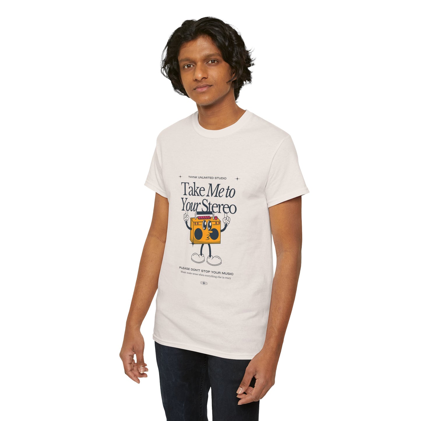 Retro Music Lover Tee - Take Me To Your Stereo, Vintage Style Shirt, Graphic T-Shirt, Unisex Cotton Top, Perfect Gift for Musicians, Summer Outfit