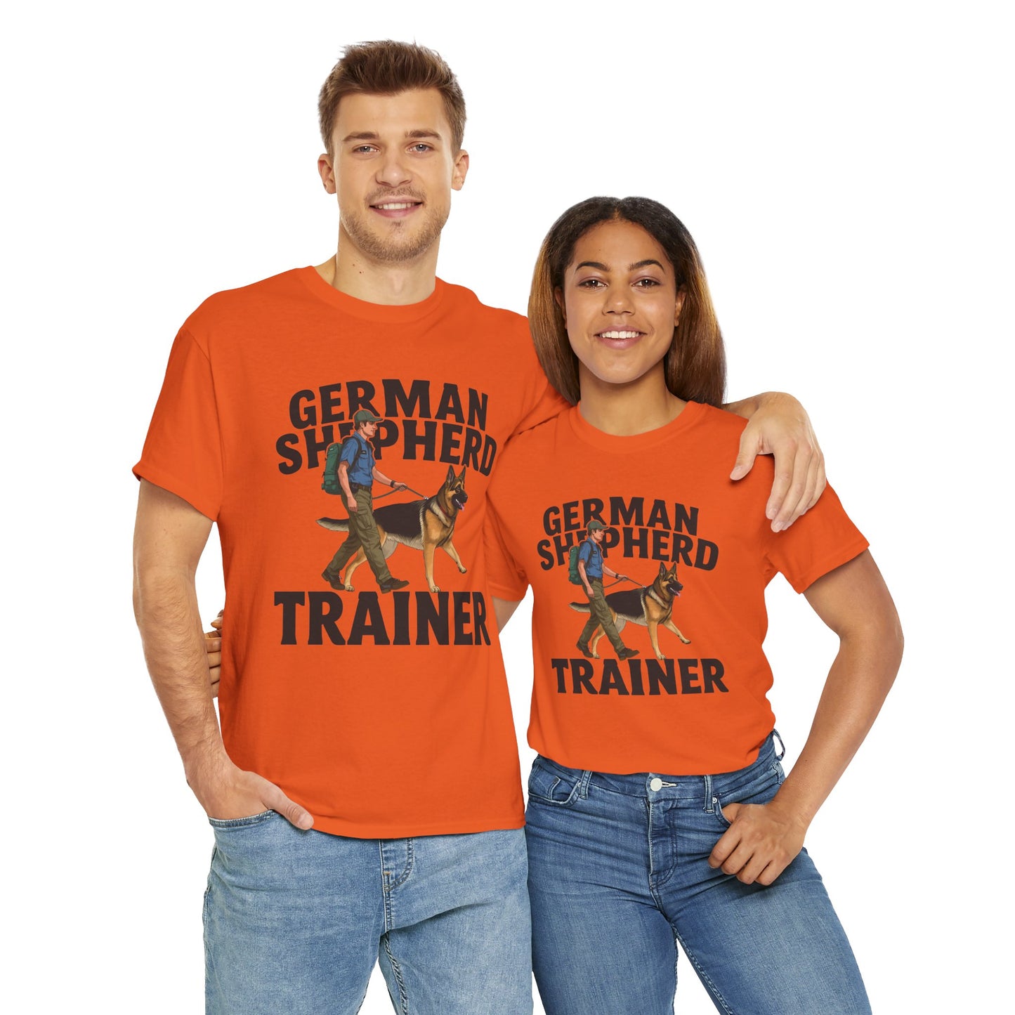 German Shepherd Trainer Tee - Man Holding a German Shepherd | Dog Lover Gift