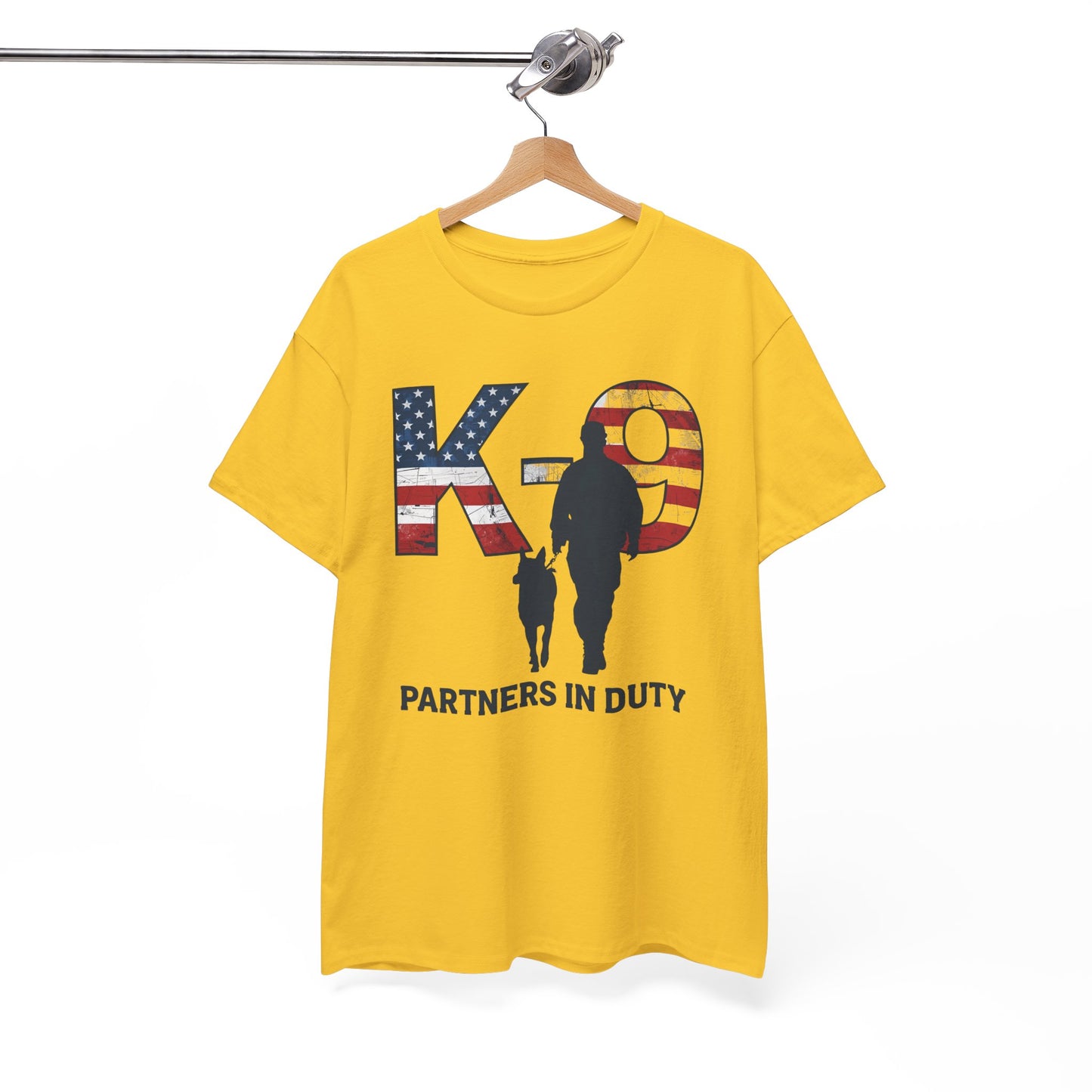 Patriotic K-9 T-Shirt - Partners in Duty Tee | Unisex Heavy Cotton Tee for Dog Lovers, Military Support, Gifts for Dog Handlers