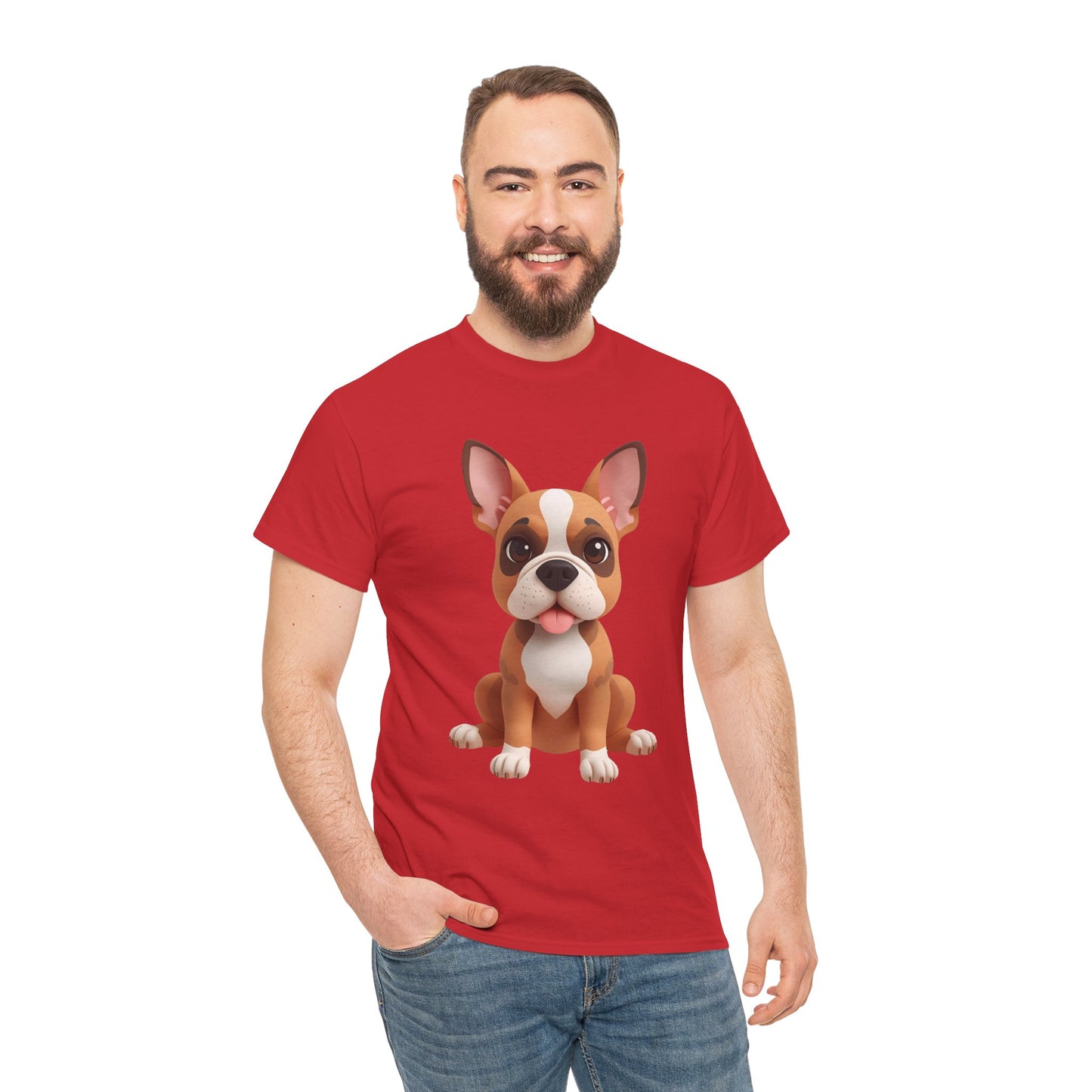 Cute 3D French Bulldog T-Shirt Unisex Heavy Cotton Tee, Dog Lover Gift