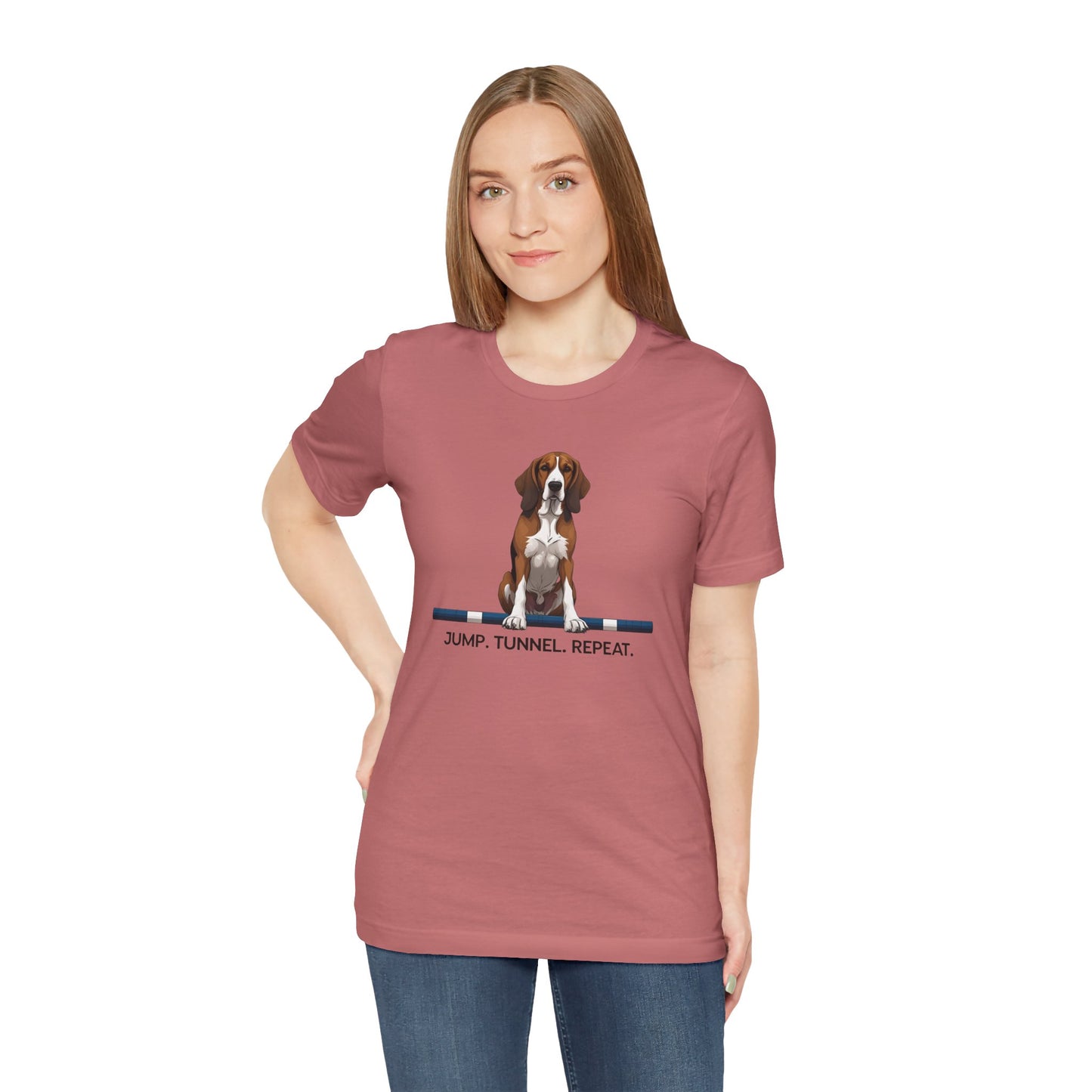 Dog Agility Tee, Fun Pet Lover Shirt, Jump Tunnel Repeat T-Shirt, Dog Enthusiast Apparel, Gift for Dog Owners