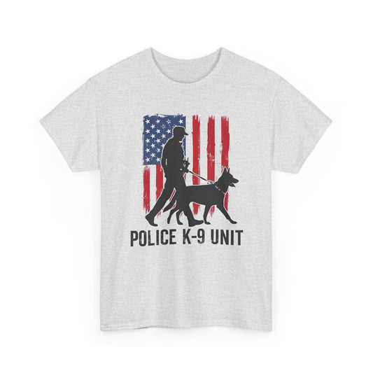 Patriotic Police K-9 Unit Heavy Cotton Tee, Unisex Cotton Shirt for Dog Lovers, Law Enforcement Apparel, Gifts for Police Officers