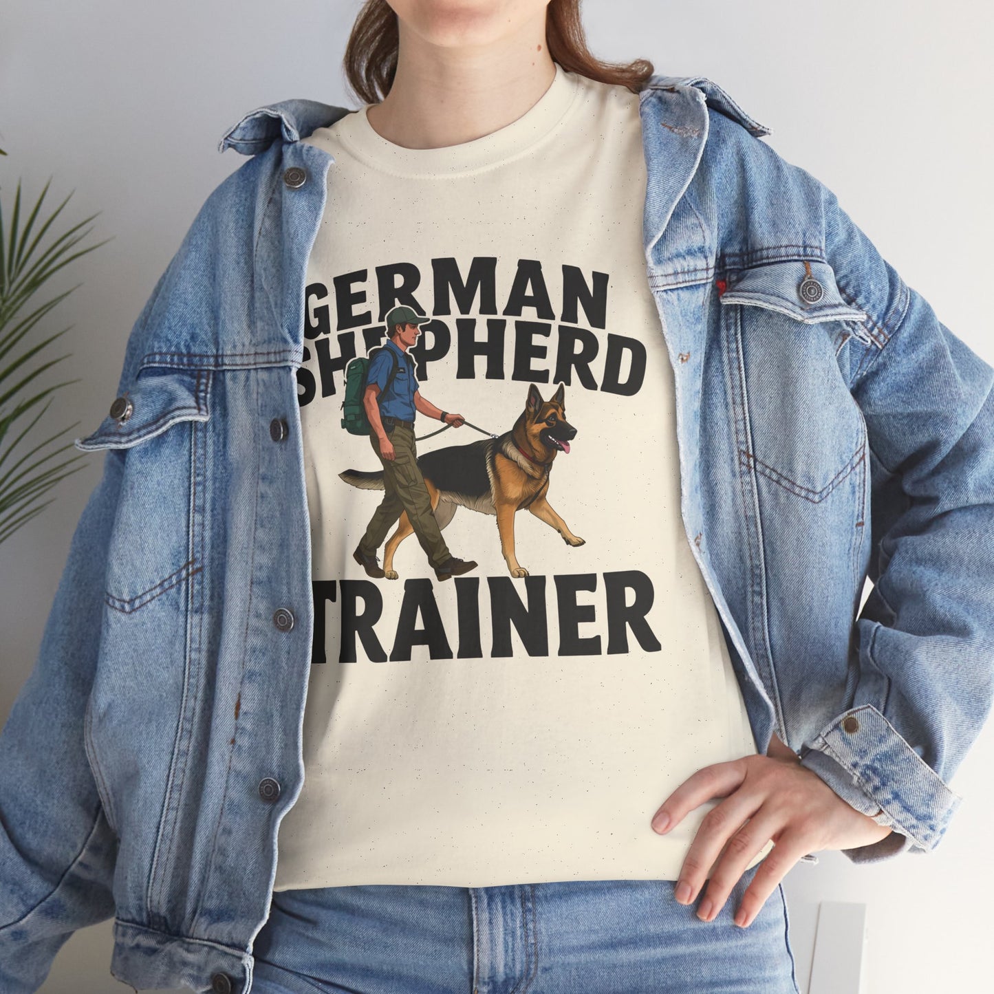 German Shepherd Trainer Tee - Man Holding a German Shepherd | Dog Lover Gift