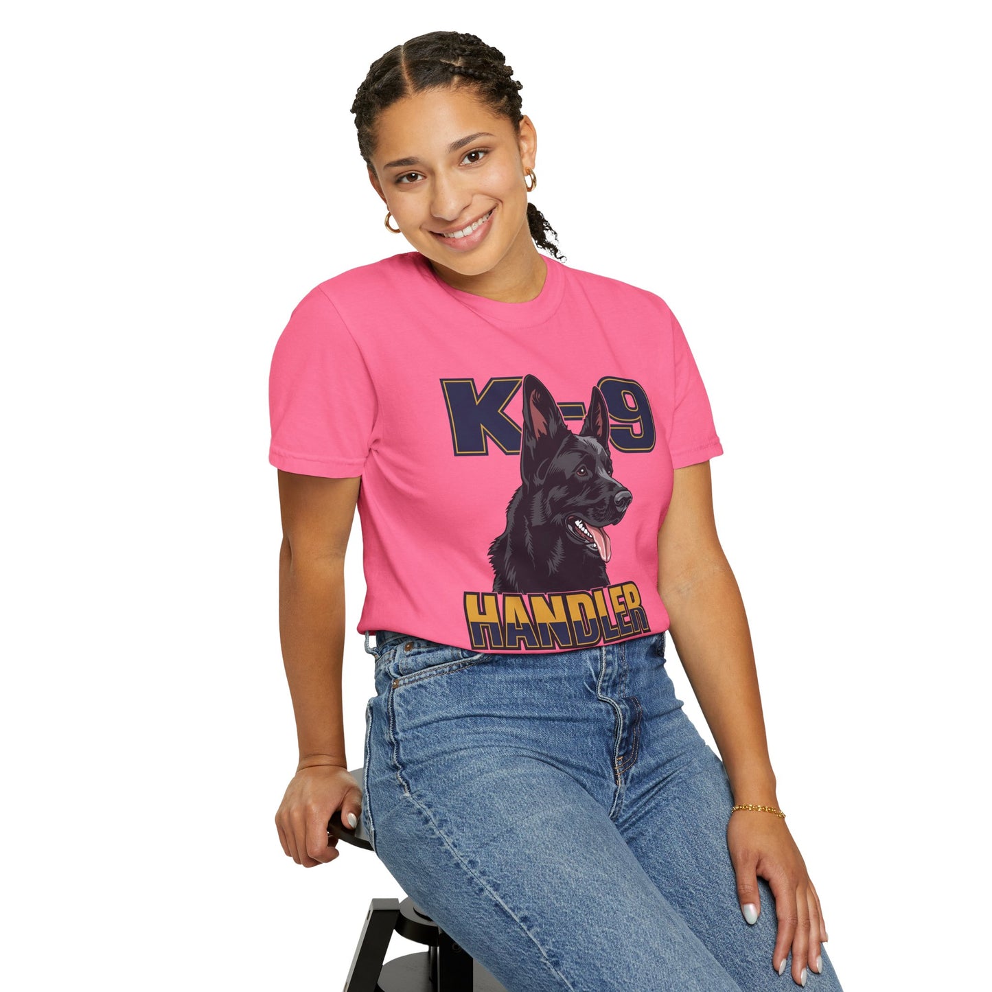 Black German Shepherd K-9 Handler T-Shirt, Garment-Dyed Unisex Tee for Dog Lovers