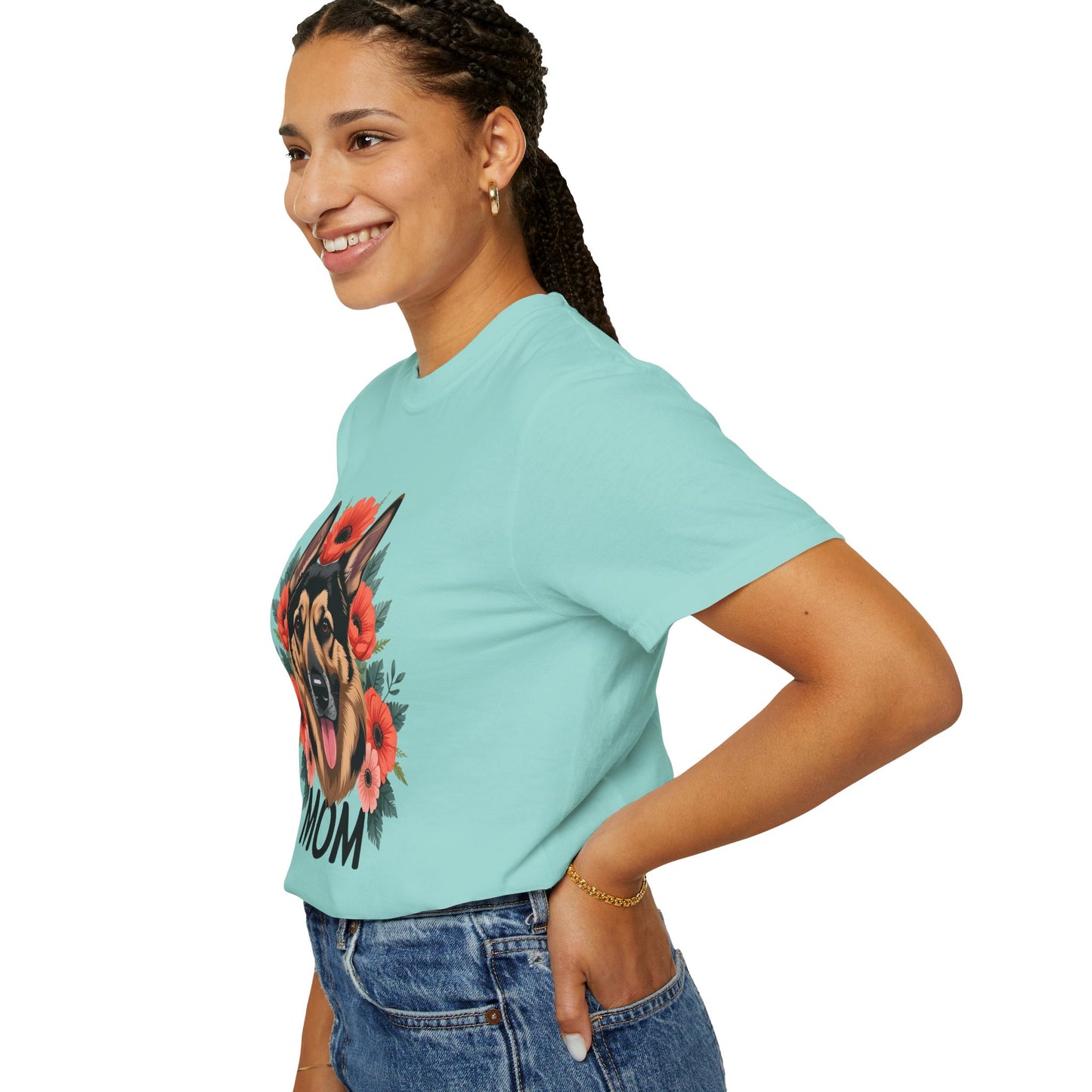 Floral German Shepherd Dog Mom T-Shirt, Perfect Gift for Dog Lovers, Mother’s Day, Birthday, Casual Wear, Comfortable Everyday Tee