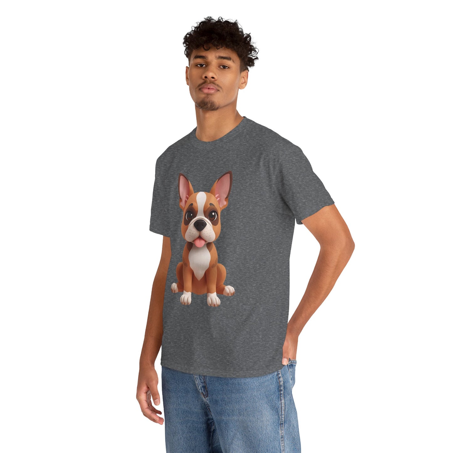 Cute 3D French Bulldog T-Shirt Unisex Heavy Cotton Tee, Dog Lover Gift