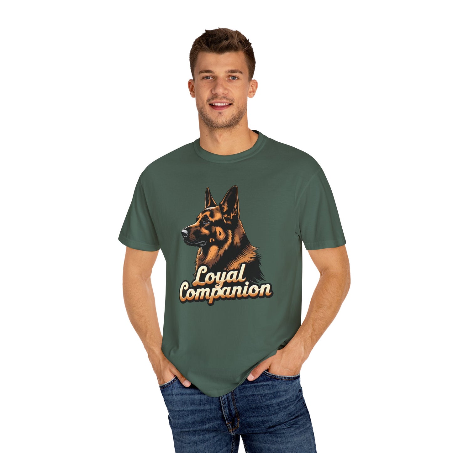 Loyal Companion German Shepherd Lover T-Shirt | Garment-Dyed Unisex Tee for Dog Enthusiasts, Dog Lovers, Gift for Dog Owners, Casual Wear