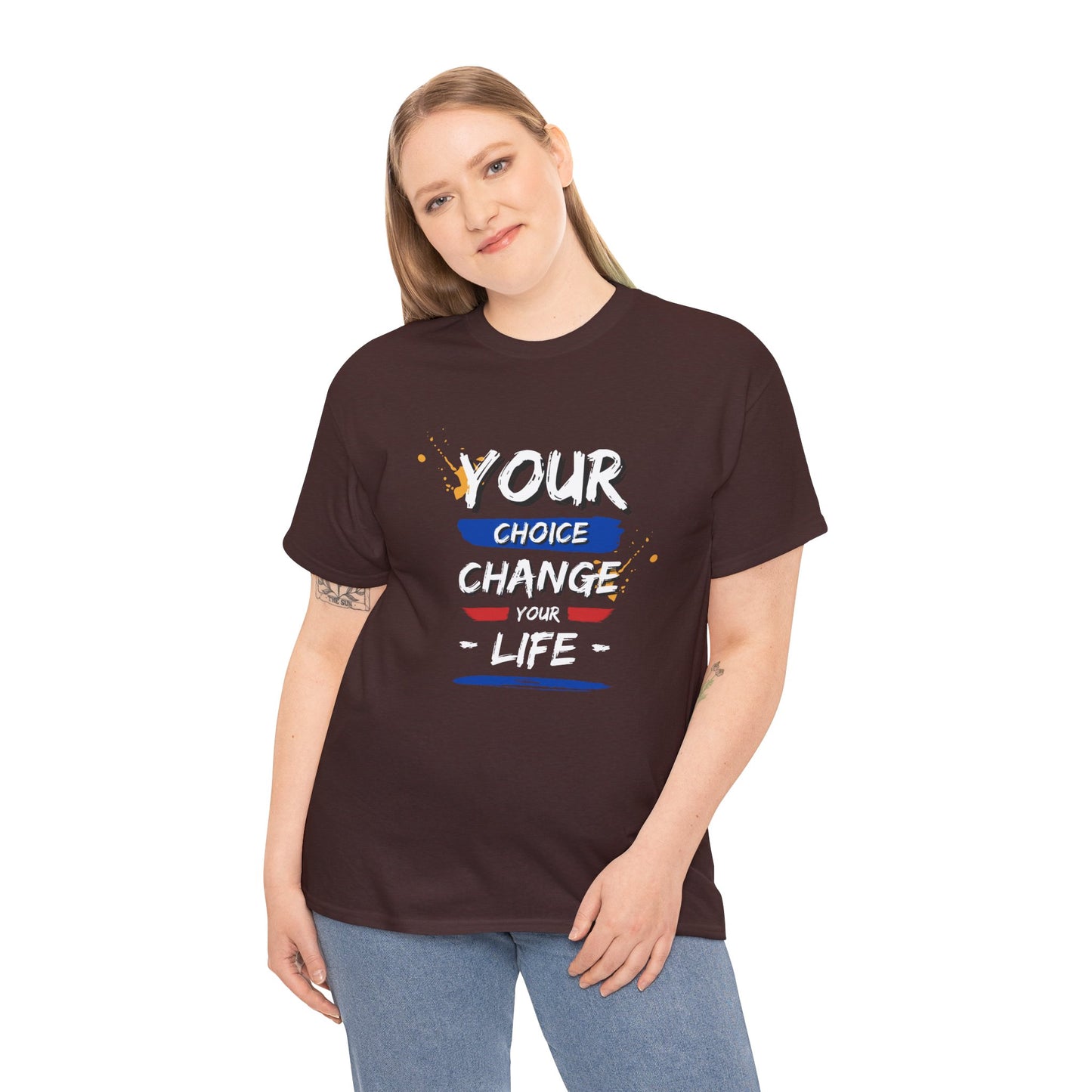 Inspirational Quote Unisex Heavy Cotton Tee - "Your Choice Change For Life", Motivational Shirt, Casual Wear, Gift Idea, Everyday Comfort