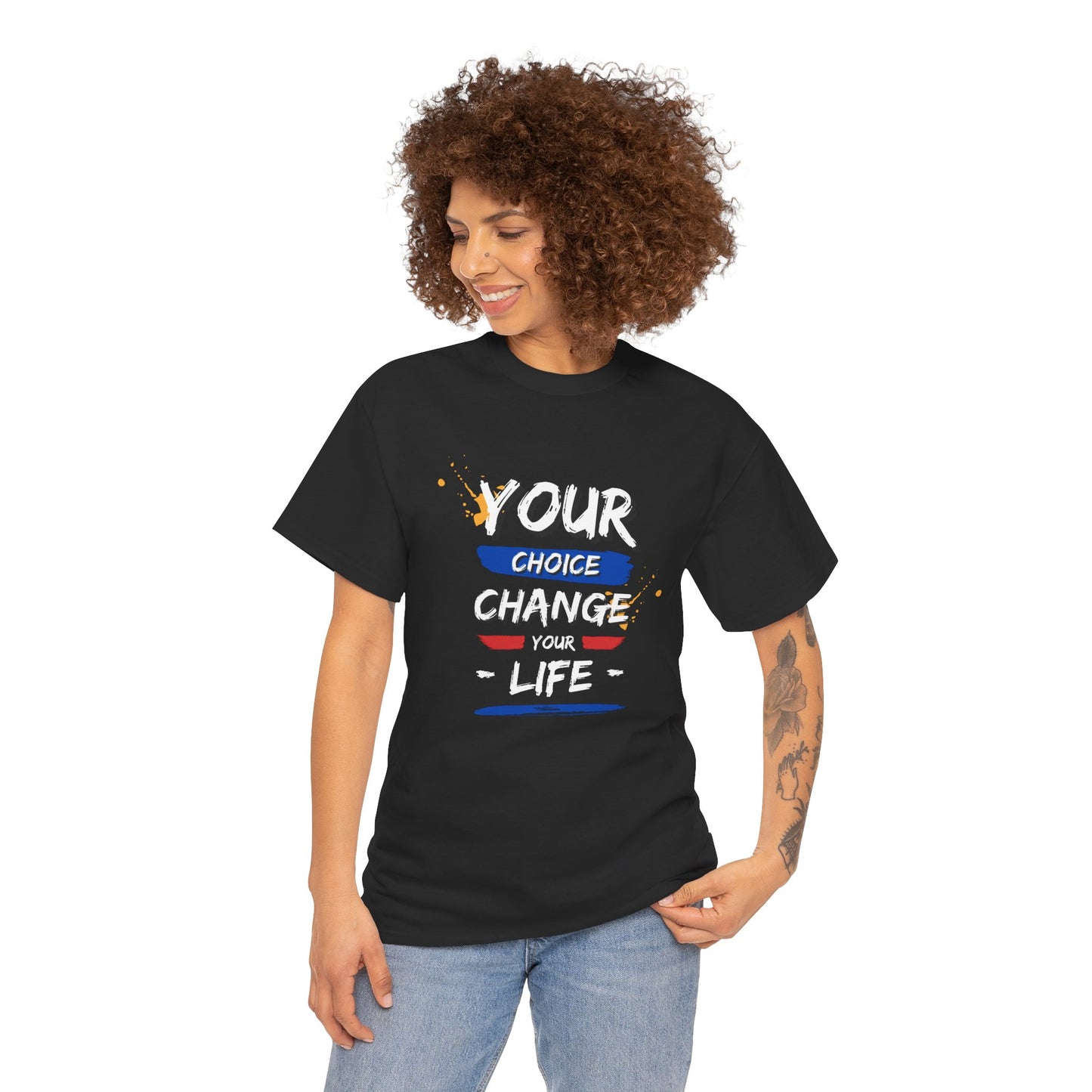 Inspirational Quote Unisex Heavy Cotton Tee - "Your Choice Change For Life", Motivational Shirt, Casual Wear, Gift Idea, Everyday Comfort