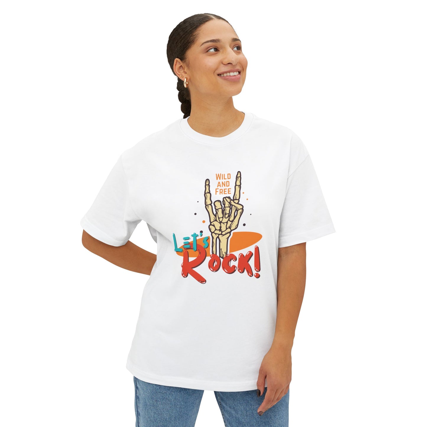 Let's Rock Unisex Oversized Tee - Wild & Free Graphic Shirt, Casual Tee, Music Lover Gift, Festival Wear, Summer Style