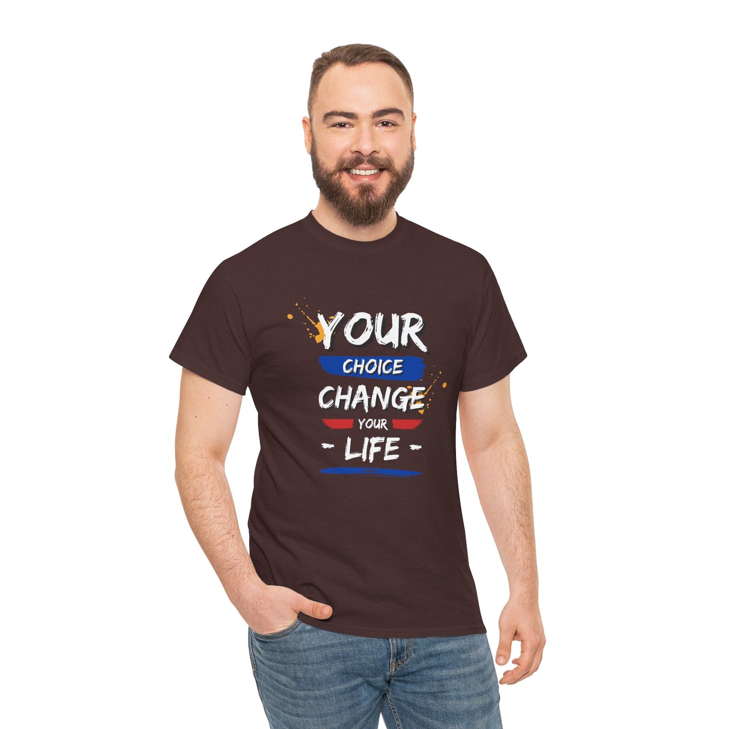Inspirational Quote Unisex Heavy Cotton Tee - "Your Choice Change For Life", Motivational Shirt, Casual Wear, Gift Idea, Everyday Comfort