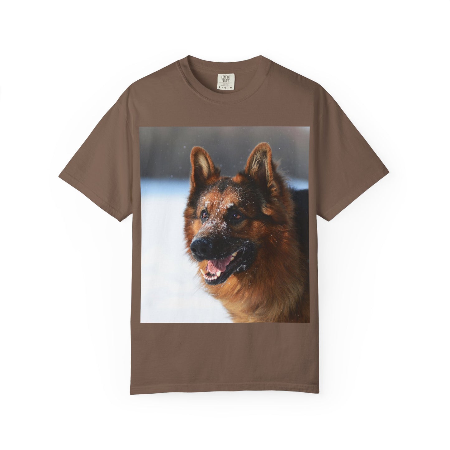 Unisex Dog Photograph T-Shirt - Giant German Shepherd In the Snow