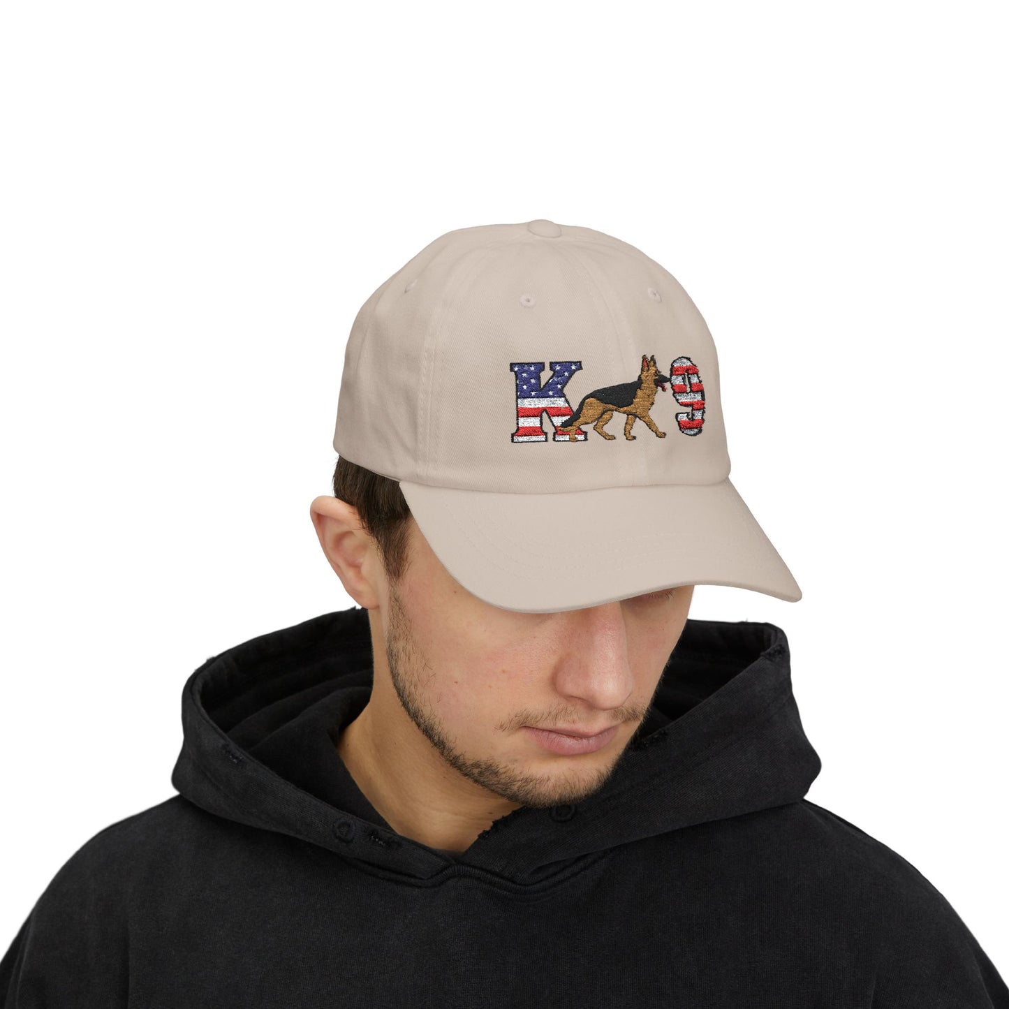 Patriotic K9 German Shepherd Dad Cap - USA Flag Design on K and 9 | Adjustable Baseball Hat | Gift for Dog Lovers