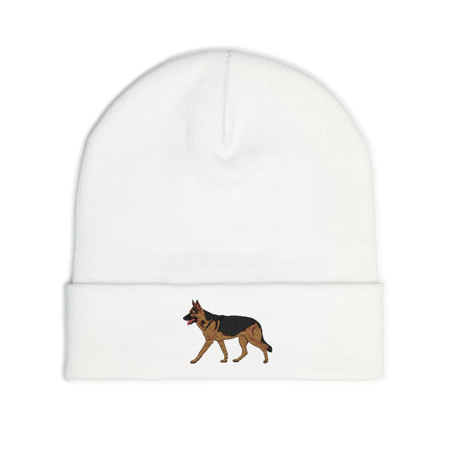 Embroidery Dog Knit Beanie | German Shepherd Design | Cozy Beanie for Cold Weather