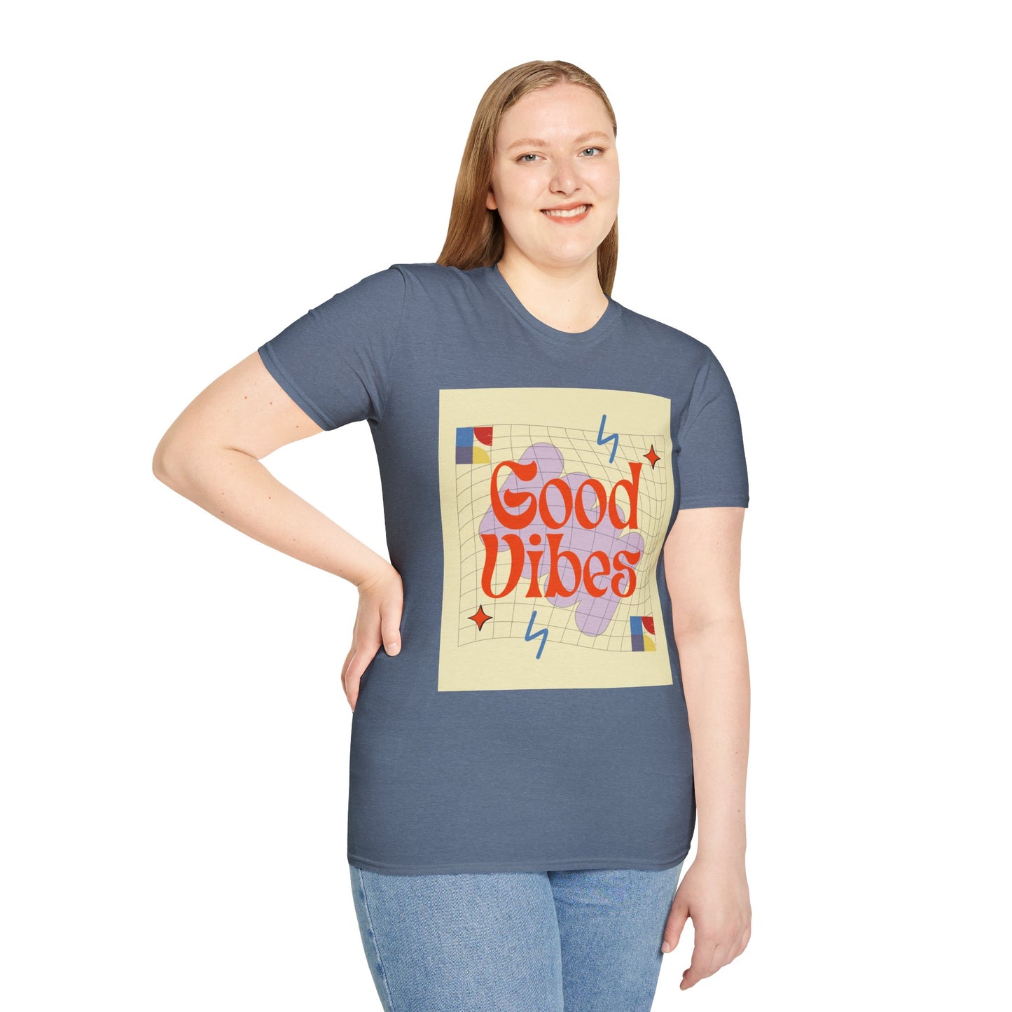 Good Vibes Unisex Softstyle T-Shirt, Relaxed Fit Tee, Casual Wear, Gift Idea, Positive Quotes, Everyday Comfort, Summer Fashion