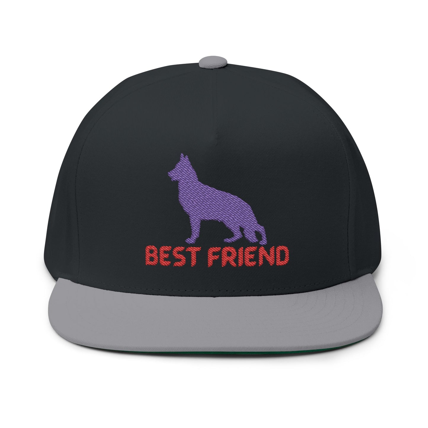German Shepherd Flat Bill Embroidered Cap - Best Friend