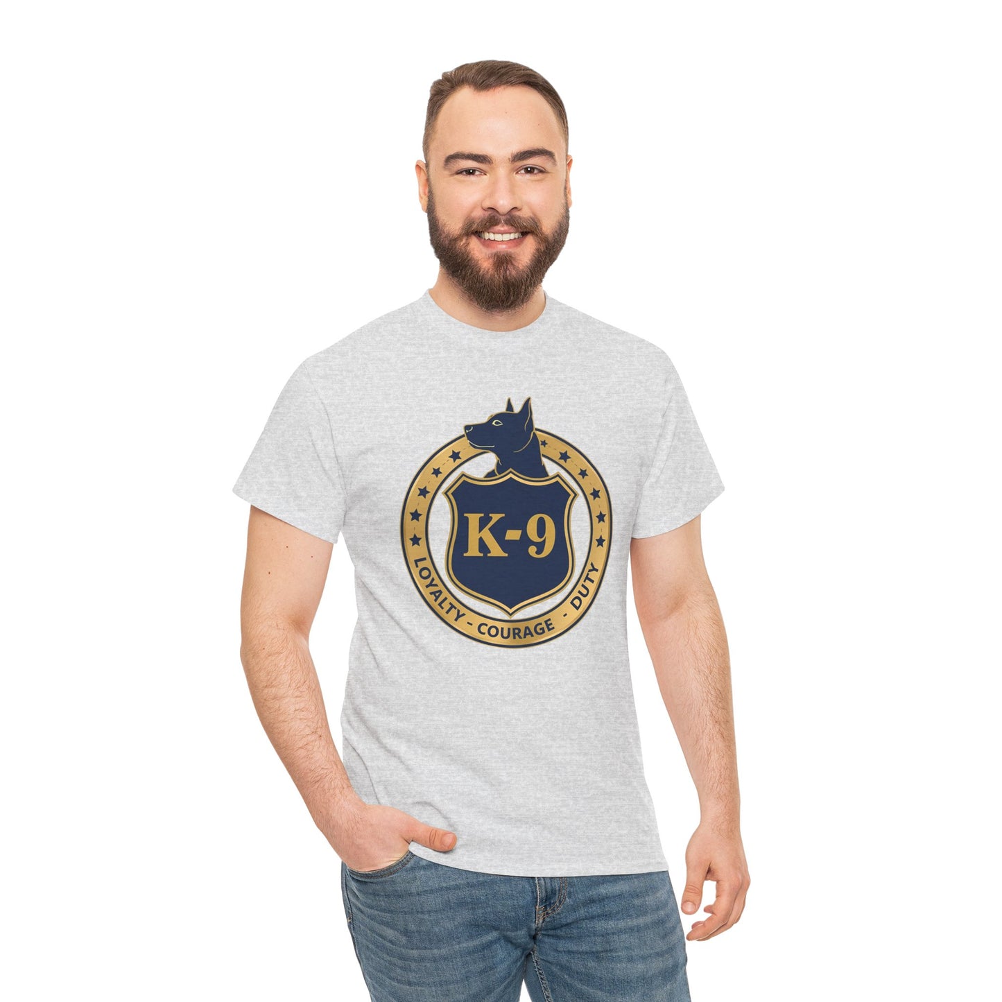 K-9 Police Unisex Heavy Cotton Tee - Loyalty Courage Duty | Dog Lover Gift, Law Enforcement Apparel, Dog Training Shirt