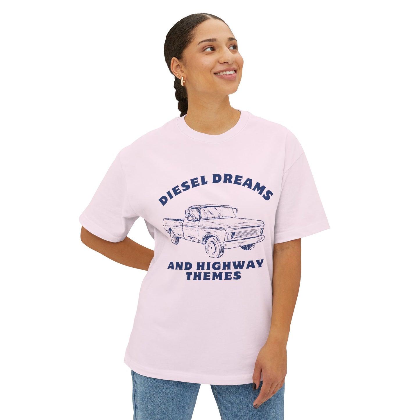 Diesel Dreams Boxy Tee - Unisex Oversized Graphic Shirt for Truck Lovers, Casual Wear, Gift for Him/Her, Summer Comfort, Road Trip Apparel