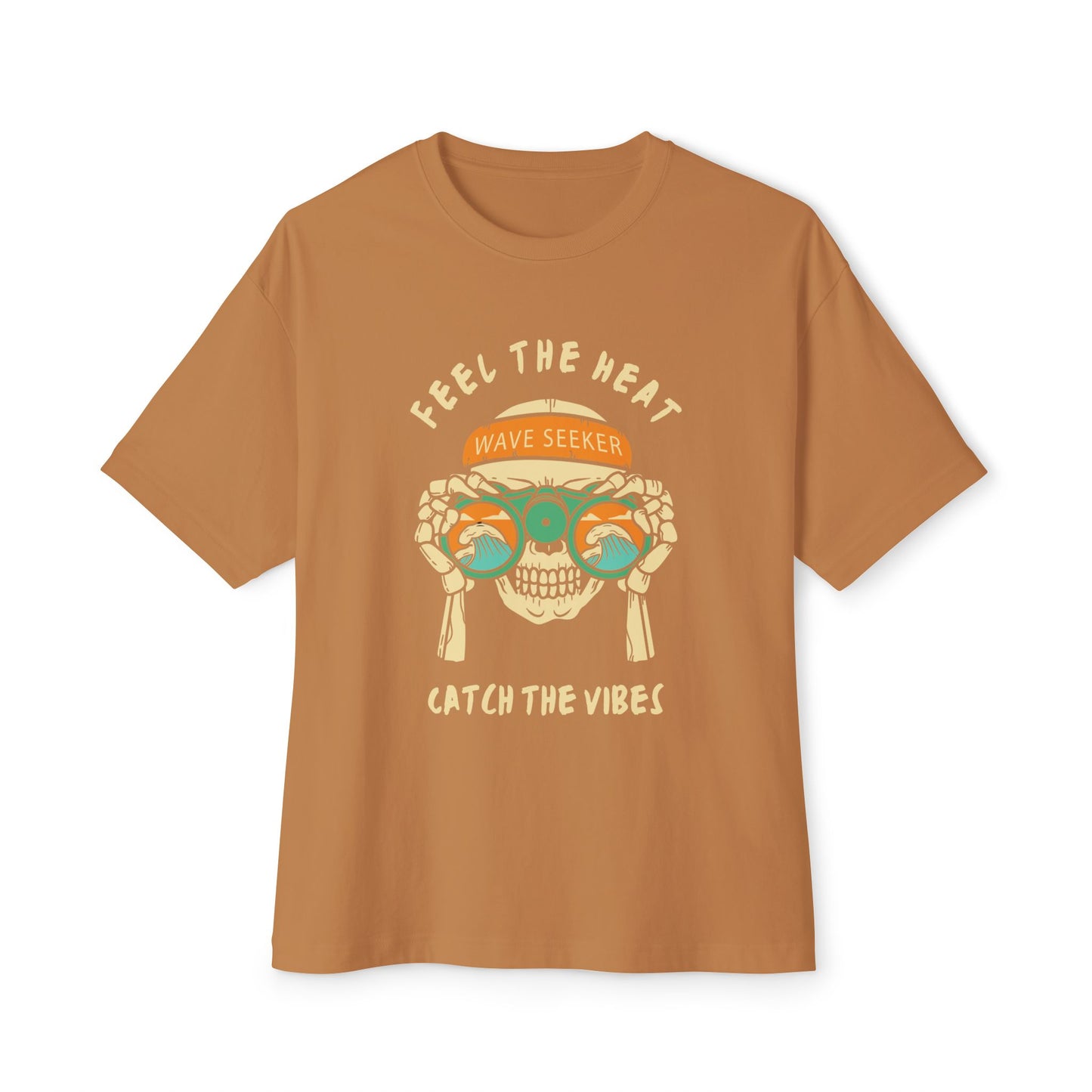 Feel The Heat Catch the Vibes Boxy Tee | Unisex Oversized T-Shirt, Beachwear, Surfing Apparel, Summer Tees, Gifts for Wave Seekers