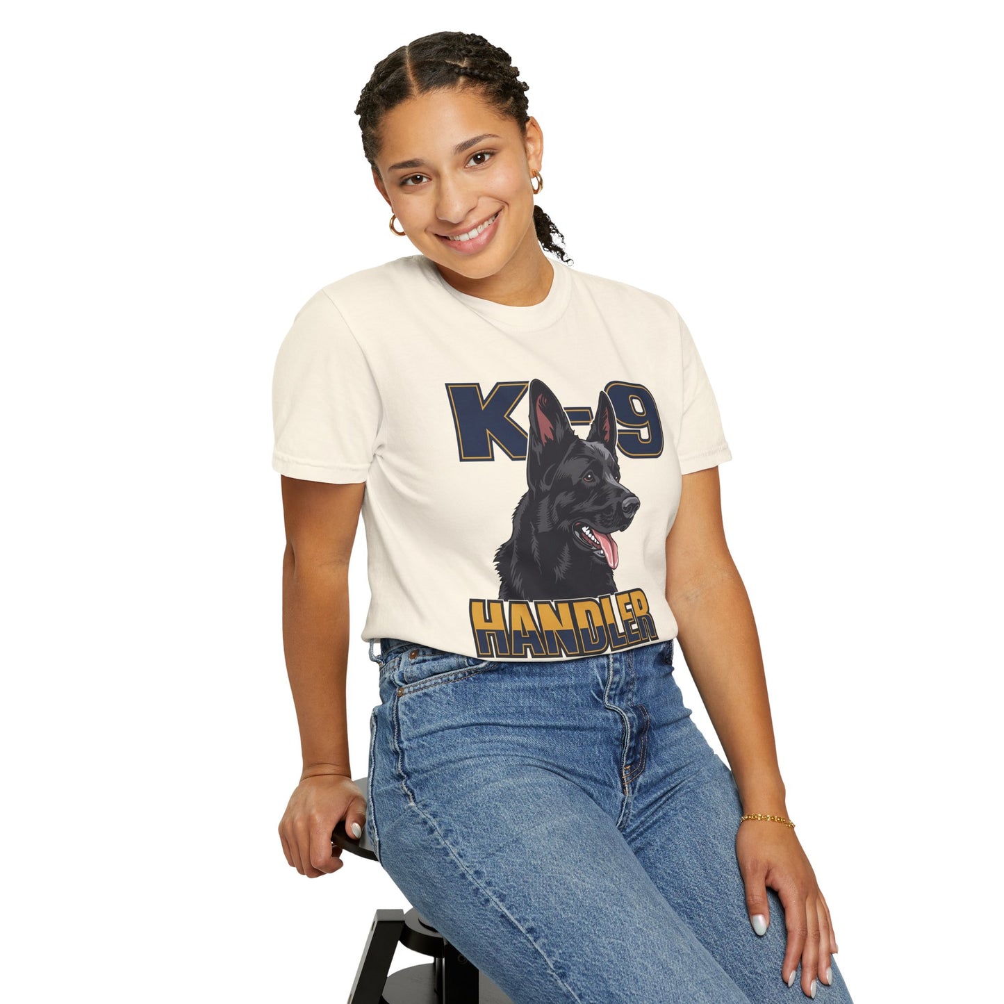 Black German Shepherd K-9 Handler T-Shirt, Garment-Dyed Unisex Tee for Dog Lovers