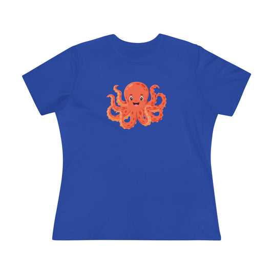 Cute Octopus Women's Cotton Tee, Sea Life Shirt, Marine Lover Gift, Casual Summer Top, Ocean Themed Apparel