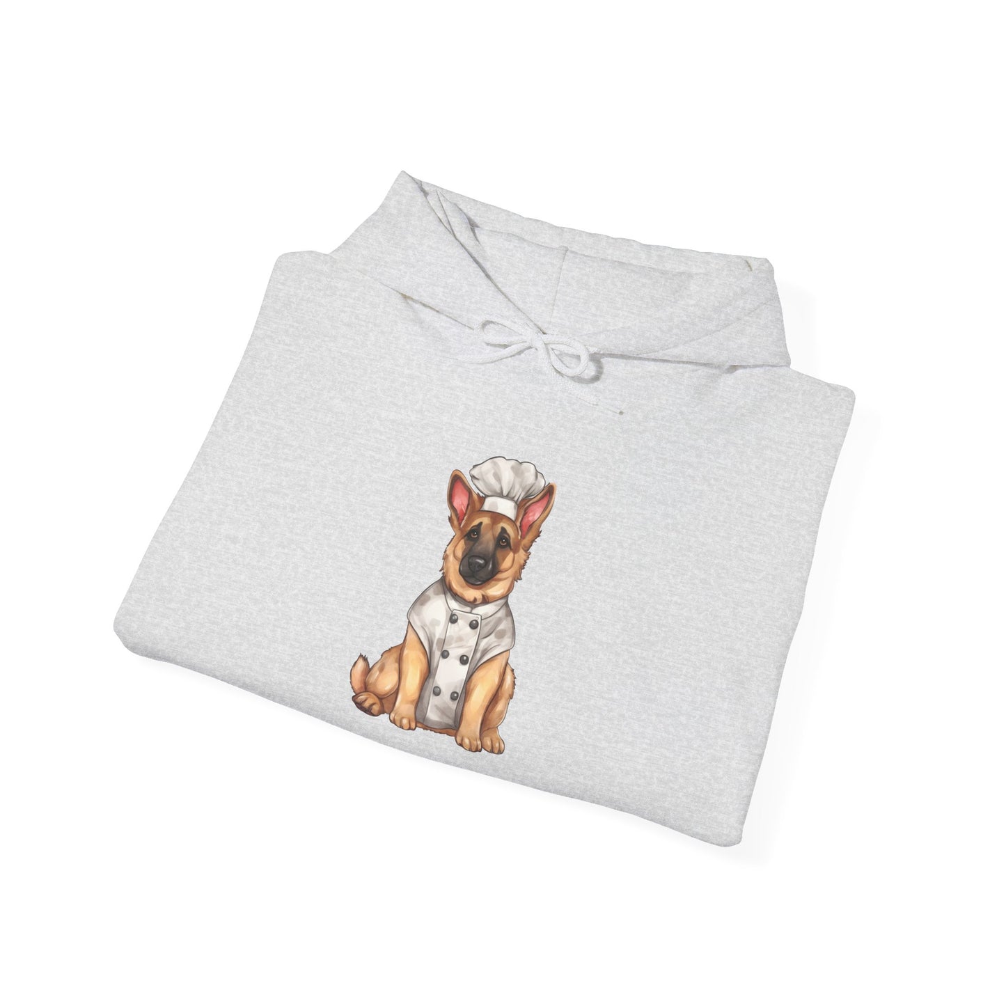 Unisex Dog Lover Hoodie With a Graphic of German Shepherd Wearing Chef Suit