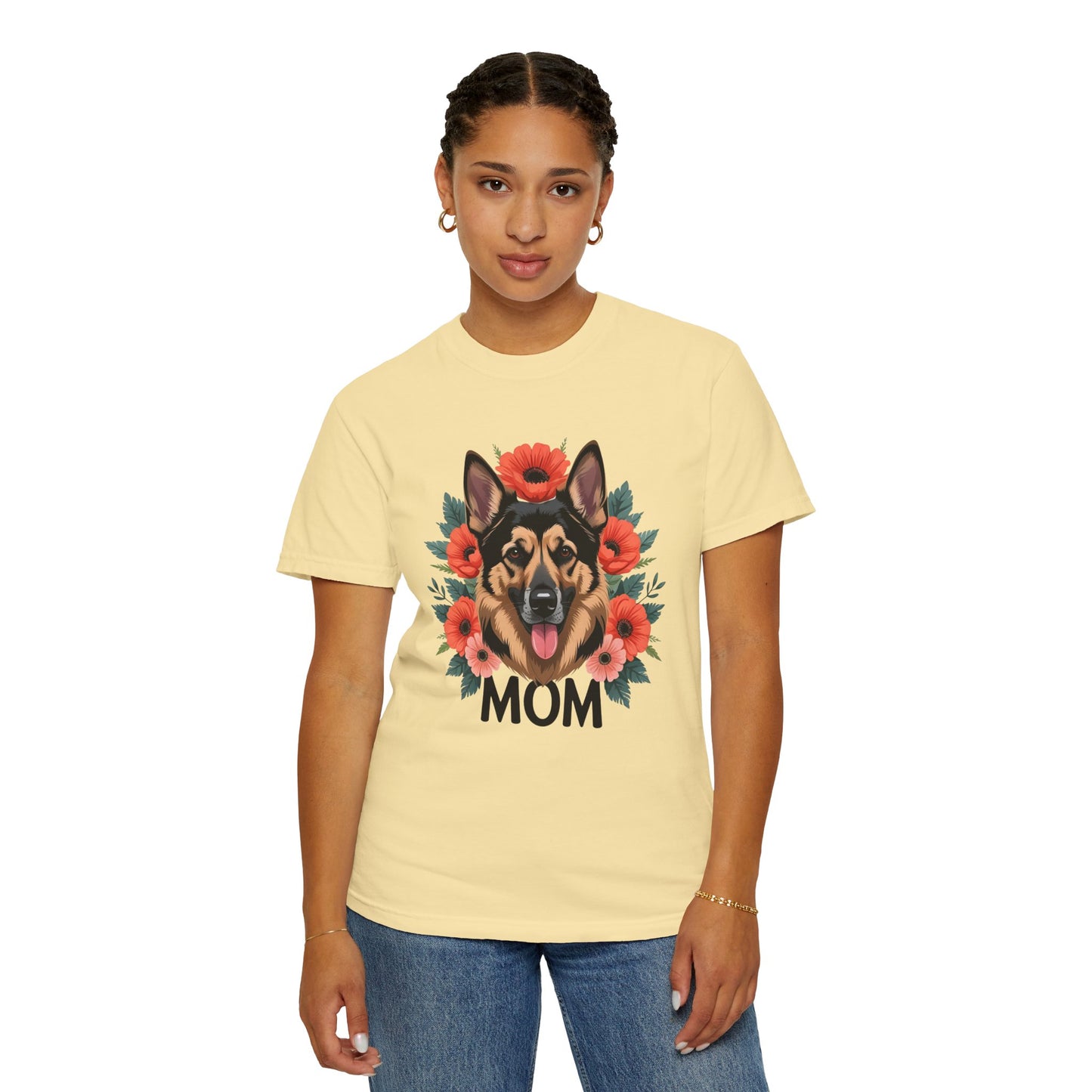 Floral German Shepherd Dog Mom T-Shirt, Perfect Gift for Dog Lovers, Mother’s Day, Birthday, Casual Wear, Comfortable Everyday Tee