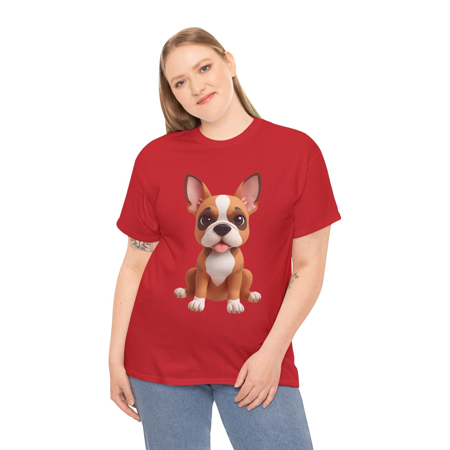Cute 3D French Bulldog T-Shirt Unisex Heavy Cotton Tee, Dog Lover Gift