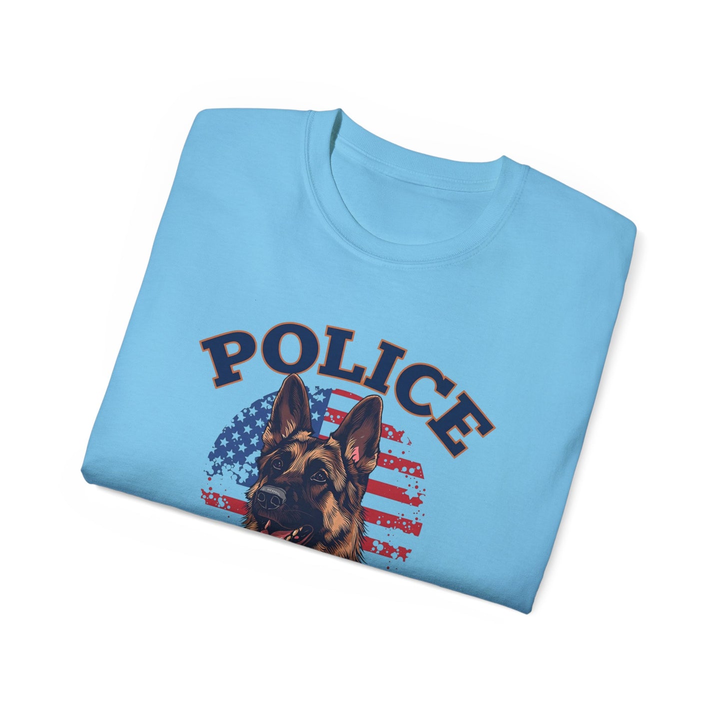 Patriotic Police K-9 Unit Tee for Dog Lovers, Unisex Cotton T-Shirt, Dog Handler Gift, Gifts for Law Enforcement