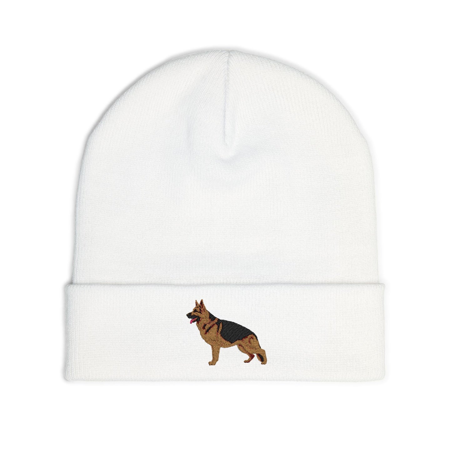 Embroidered Dog Lover Beanie - German Shepherd Standing in a Show Stance | Knit Hat for Pet Owners