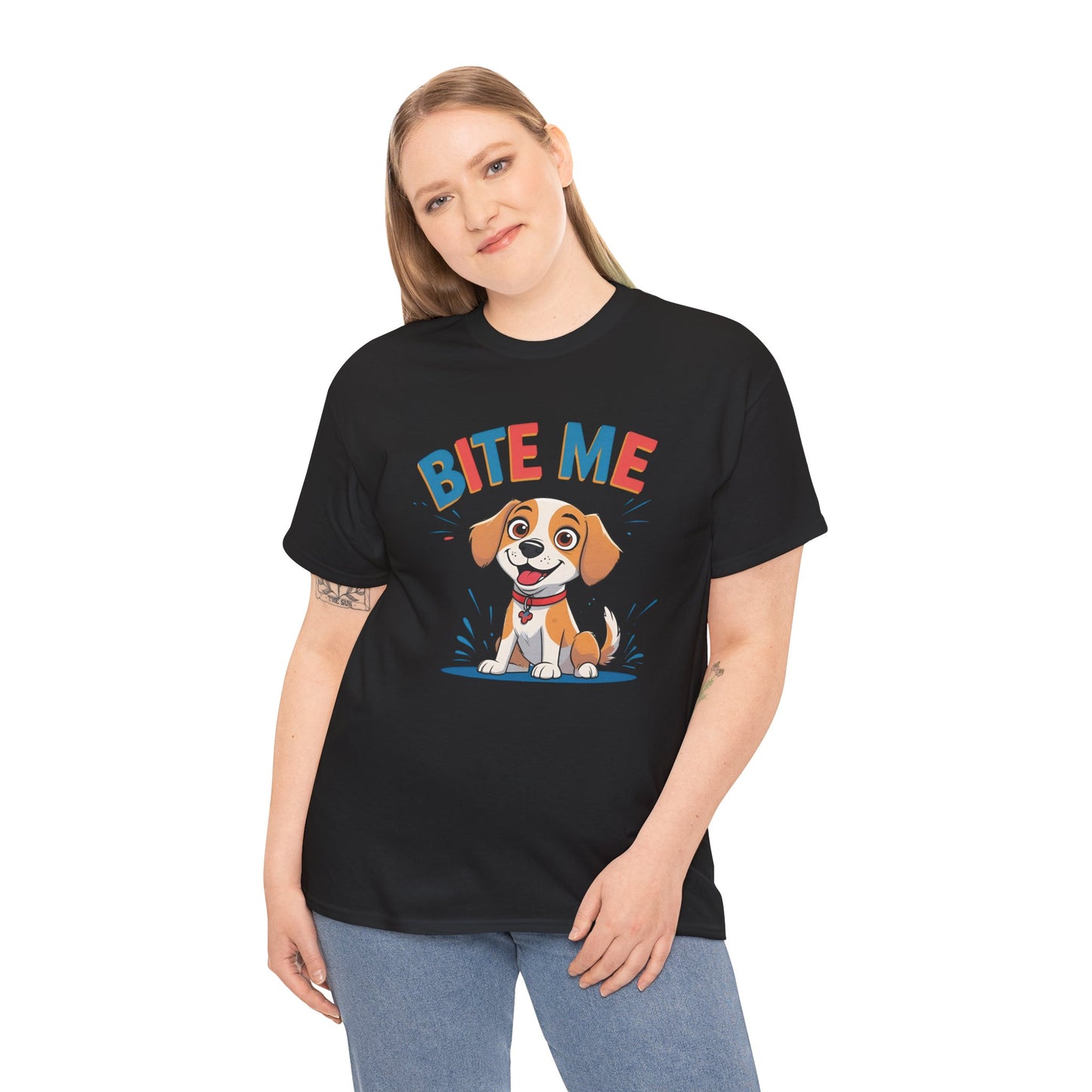 Playful Dog Lover Tee, Bite Me Unisex Cotton T-Shirt for Dog Trainers, Funny Gift for Dog Lovers, Cute Dog Apparel