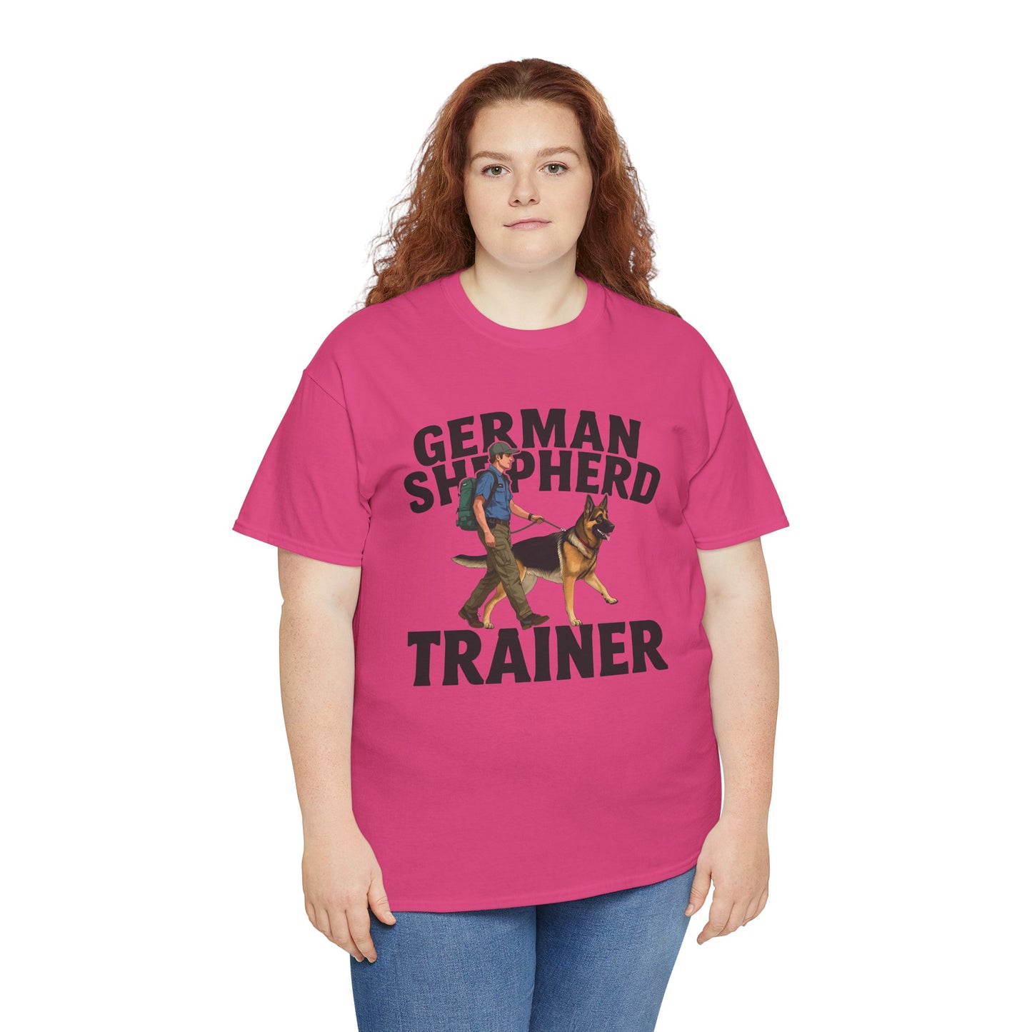 German Shepherd Trainer Tee - Man Holding a German Shepherd | Dog Lover Gift