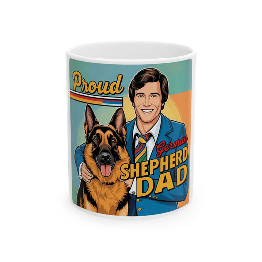 Proud German Shepherd Retro Dad Mug, Coffee Cup Gift for Dog Lovers, Father's Day Present, Pet Dad Mug